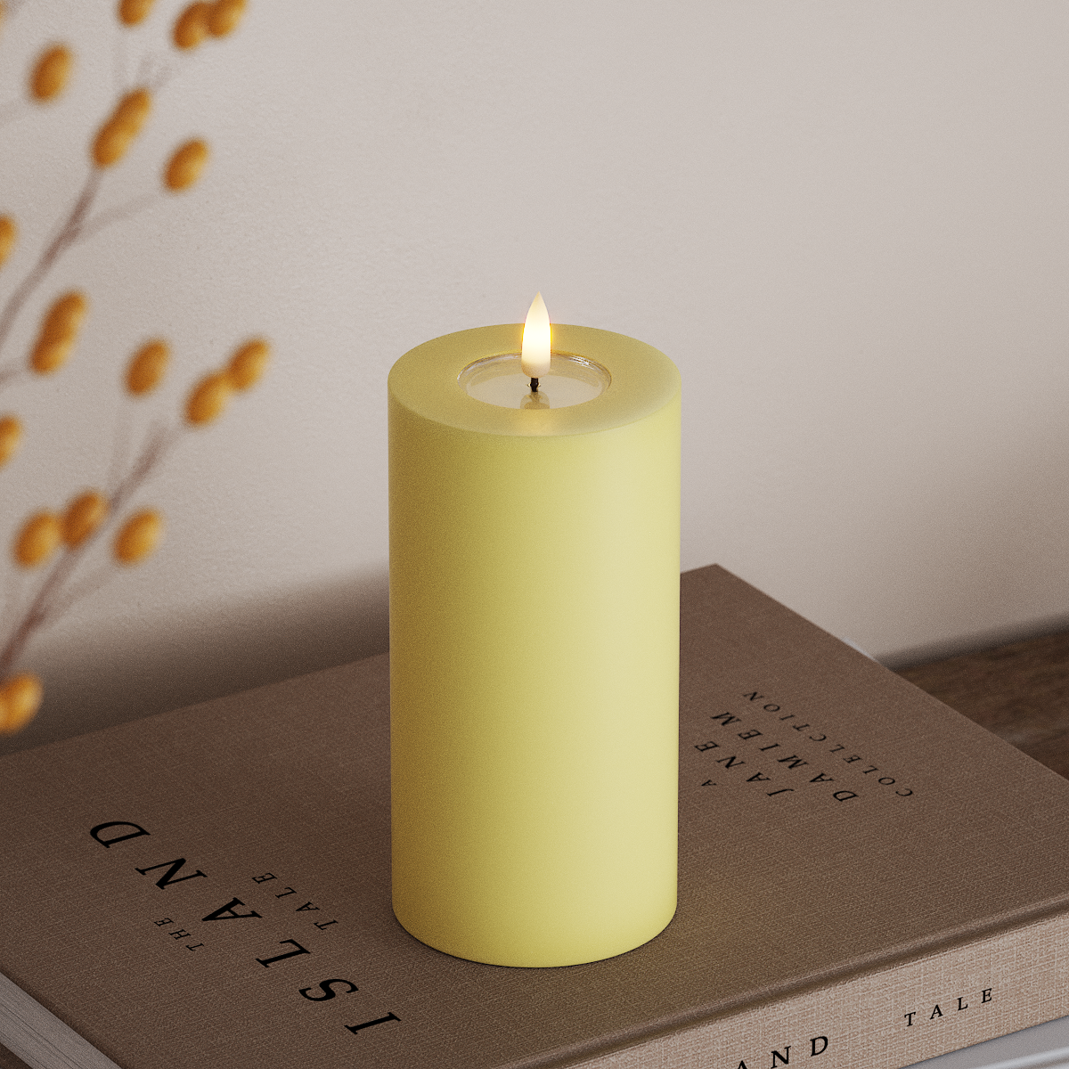 Deluxe Homeart LED Pillar candle Ø 7.5 x 15 cm Light Yellow LED Pillar candle 3