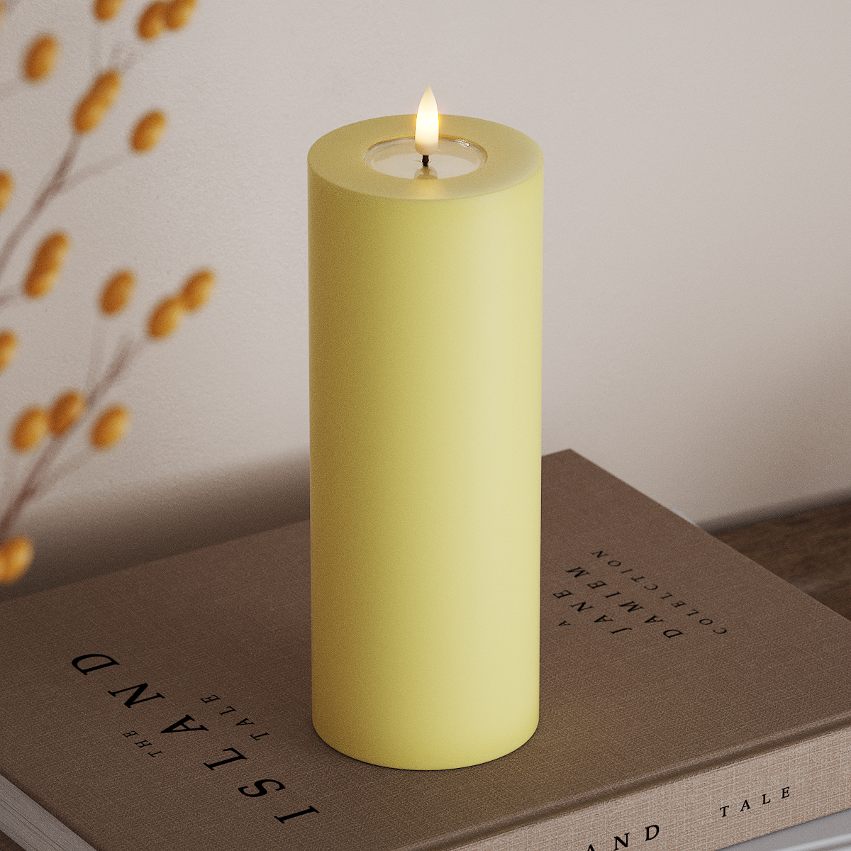 Deluxe Homeart LED Pillar candle Ø 7.5 x 20 cm Light Yellow LED Pillar candle 3