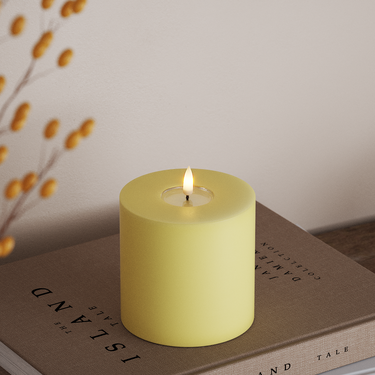 Deluxe Homeart LED Pillar candle Ø 10 x 10 cm Light Yellow LED Pillar candle 3