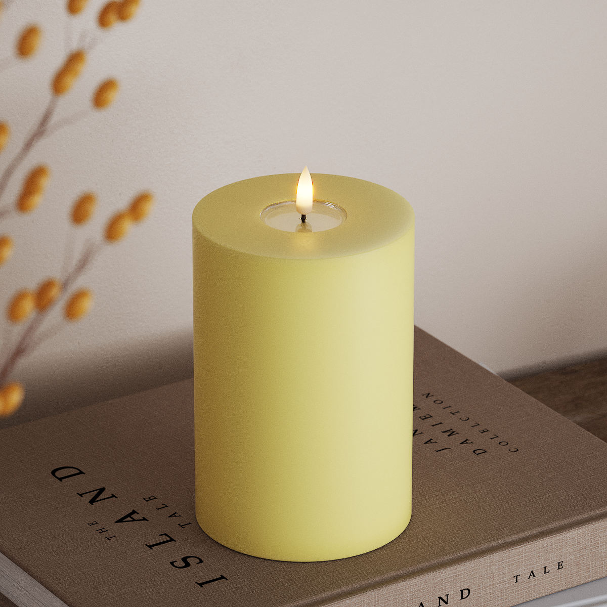 Deluxe Homeart LED Pillar candle Ø 10 x 15 cm Light Yellow LED Pillar candle 3