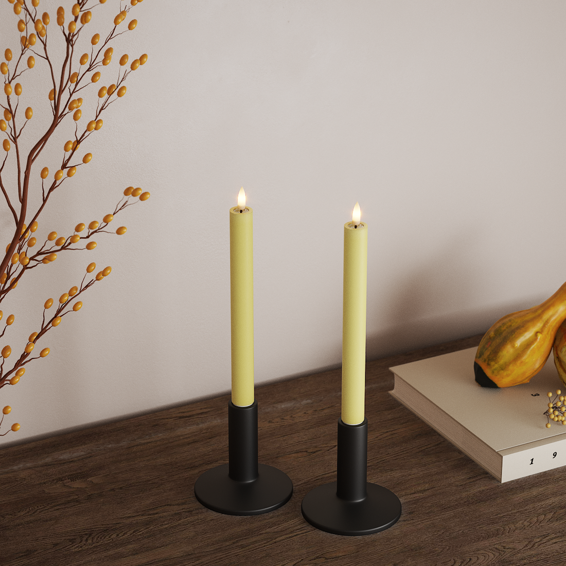 Deluxe Homeart LED Kronelys 2 stk, Ø 2 x 24 cm Lysegul LED kronelys 4