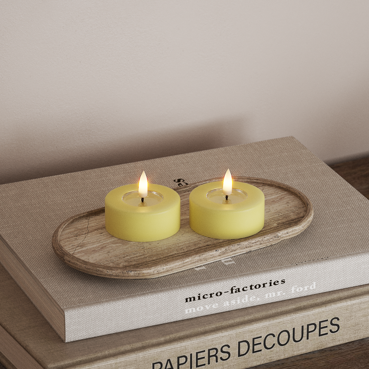 Deluxe Homeart LED Jumbo Tealight candle 2 pieces Large Light Yellow LED jumbo Tealight candle 3