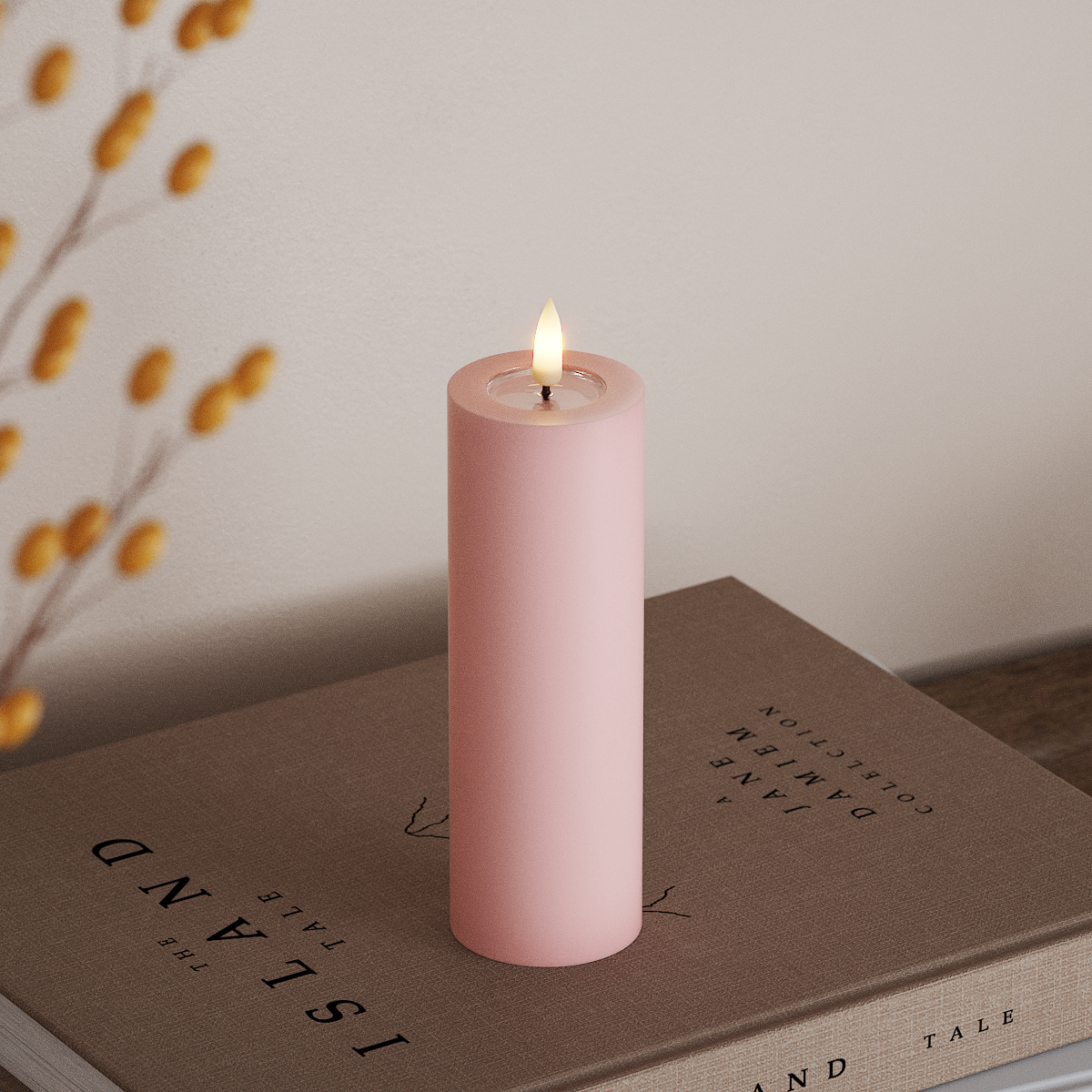 Deluxe Homeart Φωτιστικό μπλοκ LED Ø 5 x 15 cm Ανοιχτό ροζ Φως μπλοκ LED 3