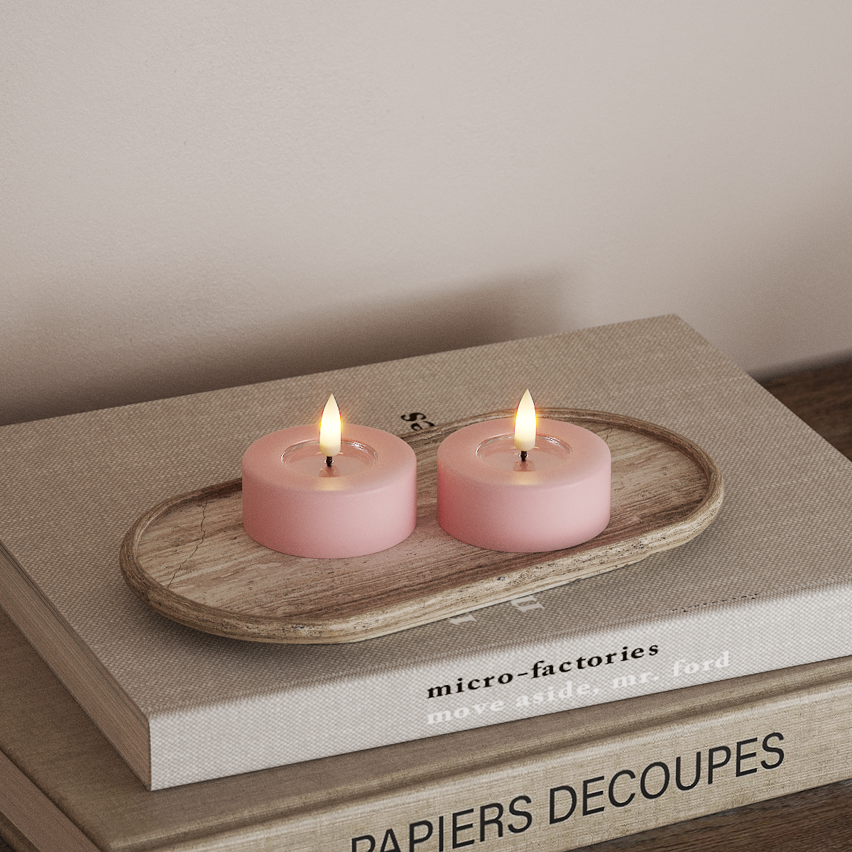 Deluxe Homeart LED Jumbo Tealight candle 2 pieces Large Light Pink LED jumbo Tealight candle 3