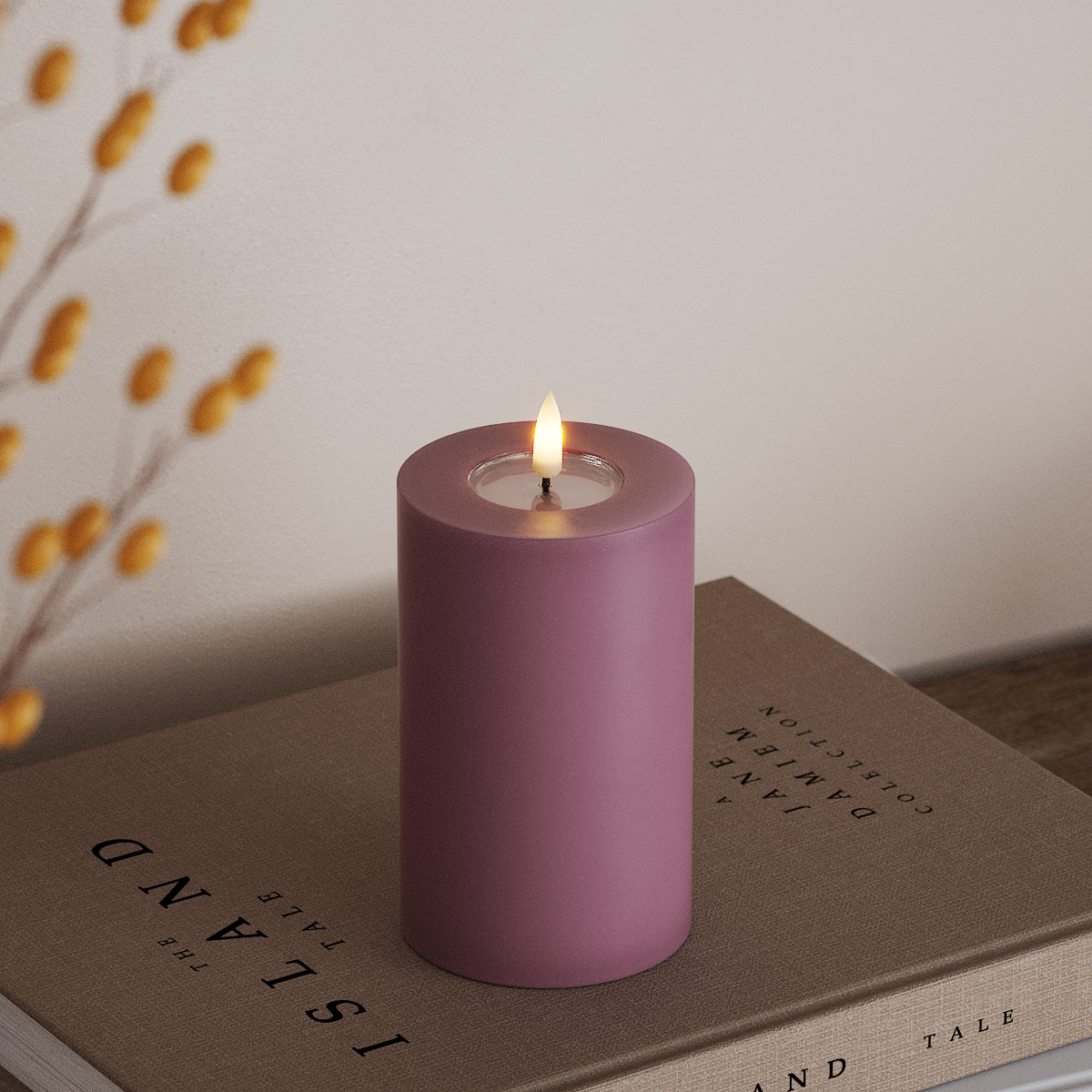 Deluxe Homeart LED Pillar candle Ø 7.5 x 12.5 cm Light Purple LED Pillar candle 3