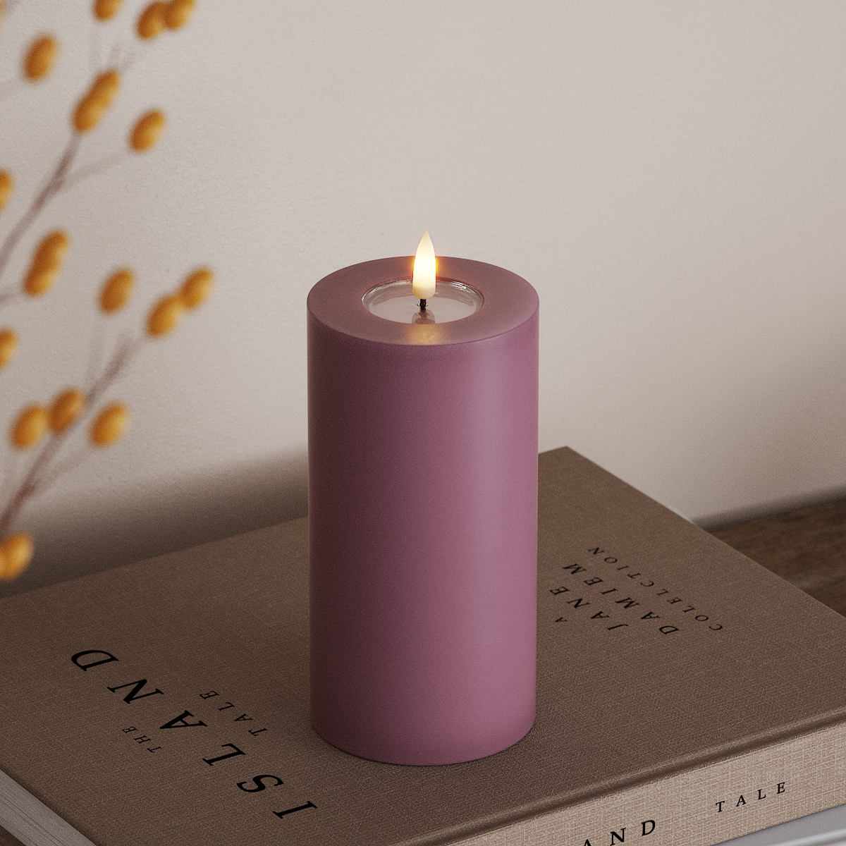 Deluxe Homeart LED Pillar candle Ø 7.5 x 15 cm Light Purple LED Pillar candle 3