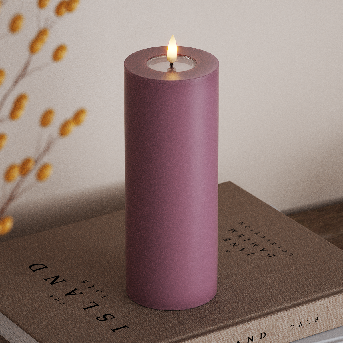 Deluxe Homeart LED Pillar candle Ø 7.5 x 20 cm Light Purple LED Pillar candle 3
