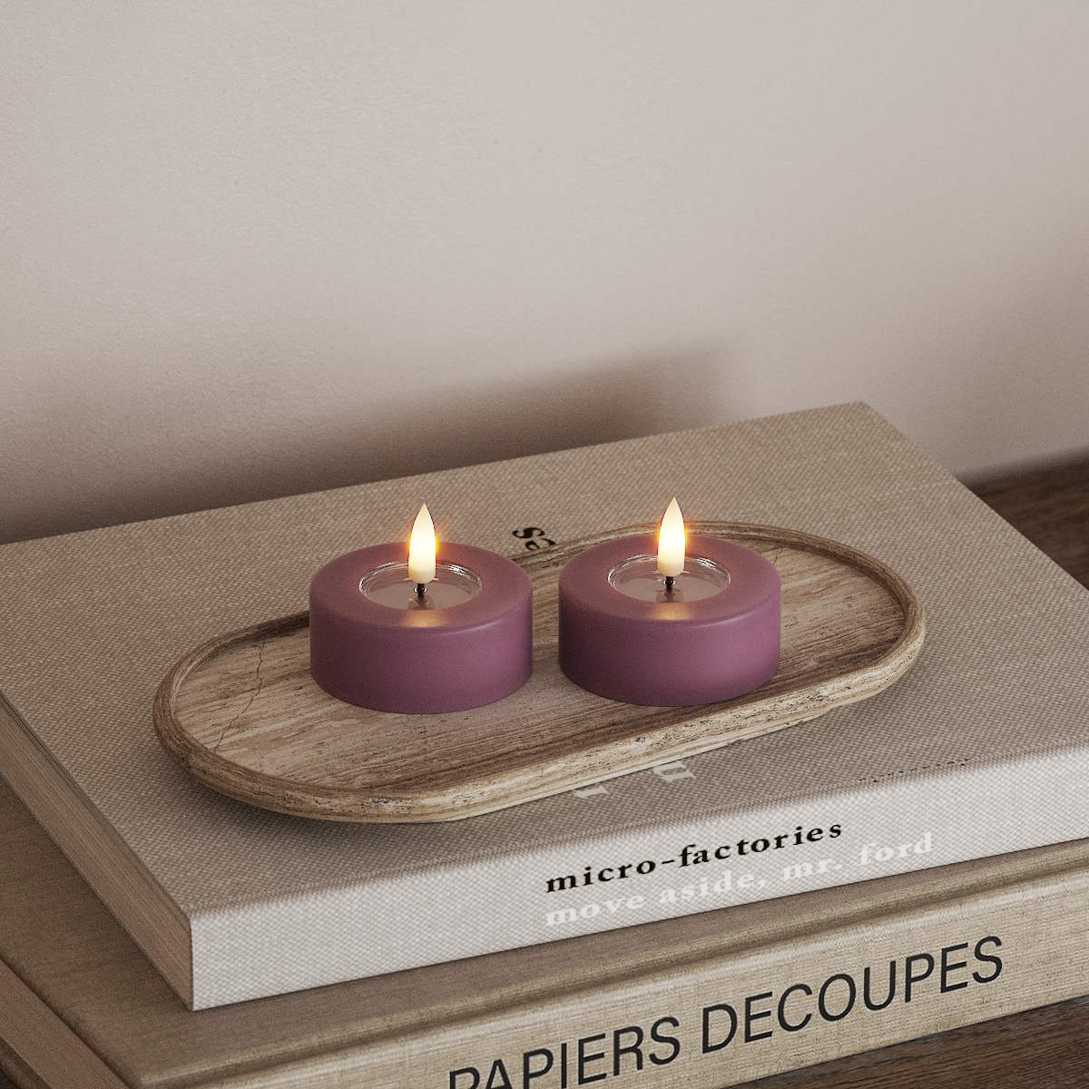 Deluxe Homeart LED Jumbo Tealight candle 2 pieces Large Light Purple LED jumbo Tealight candle 3