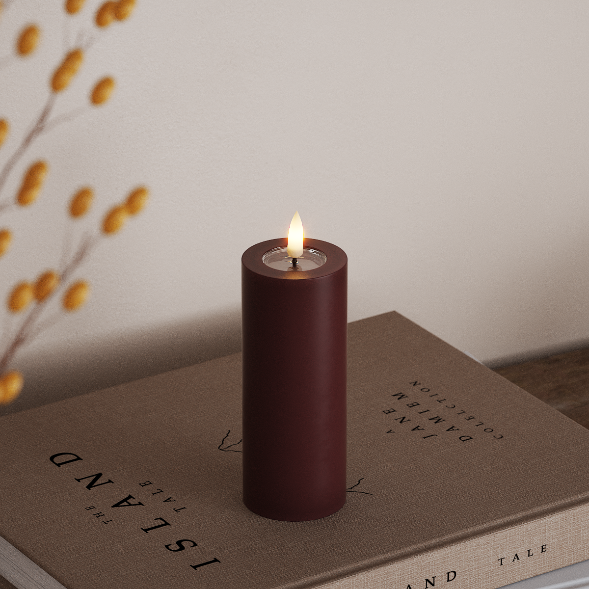 Deluxe Homeart LED Pillar candle Ø 5 x 12.5 cm Burgundy LED Pillar candle 3
