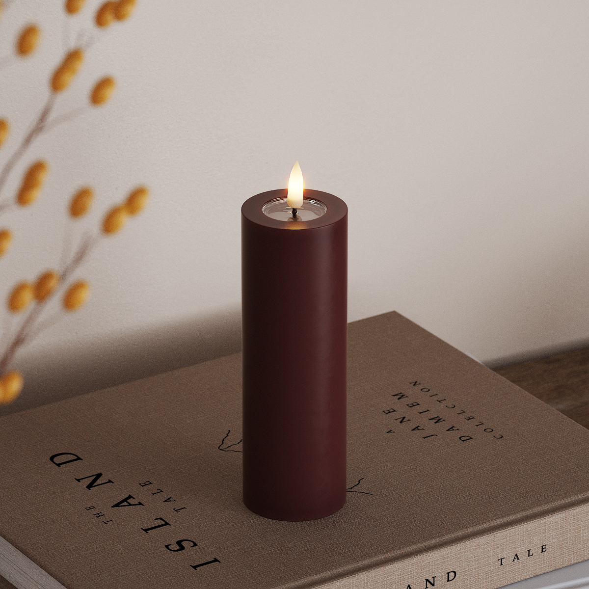 Deluxe Homeart LED Pillar candle Ø 5 x 15 cm Burgundy LED Pillar candle 3