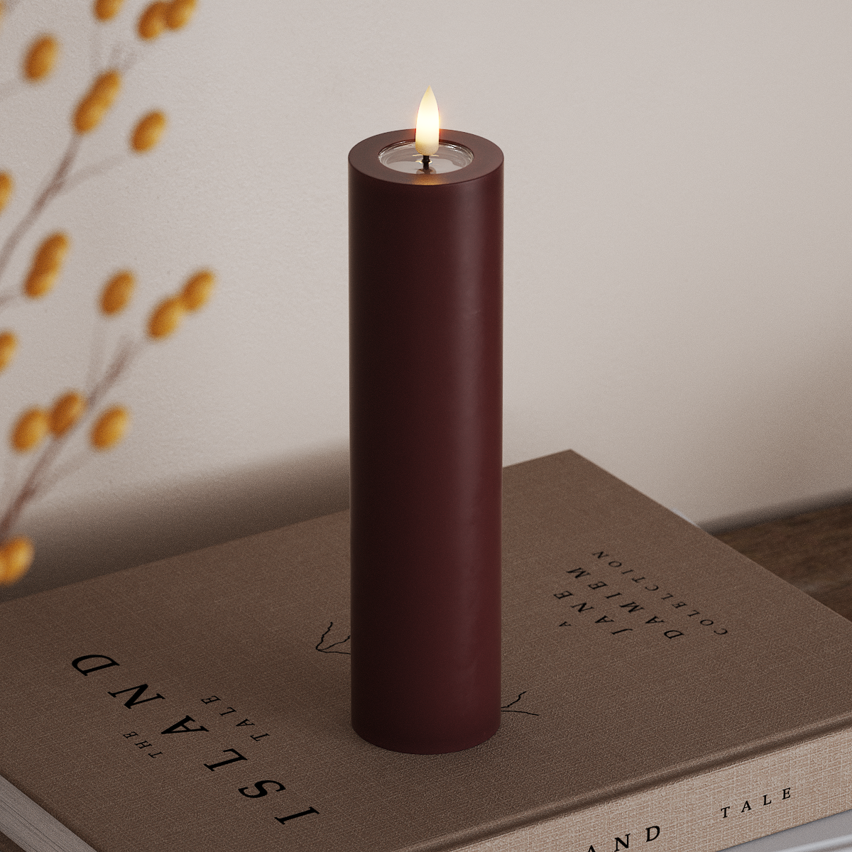 Deluxe Homeart LED Pillar candle Ø 5 x 20 cm Burgundy LED Pillar candle 3