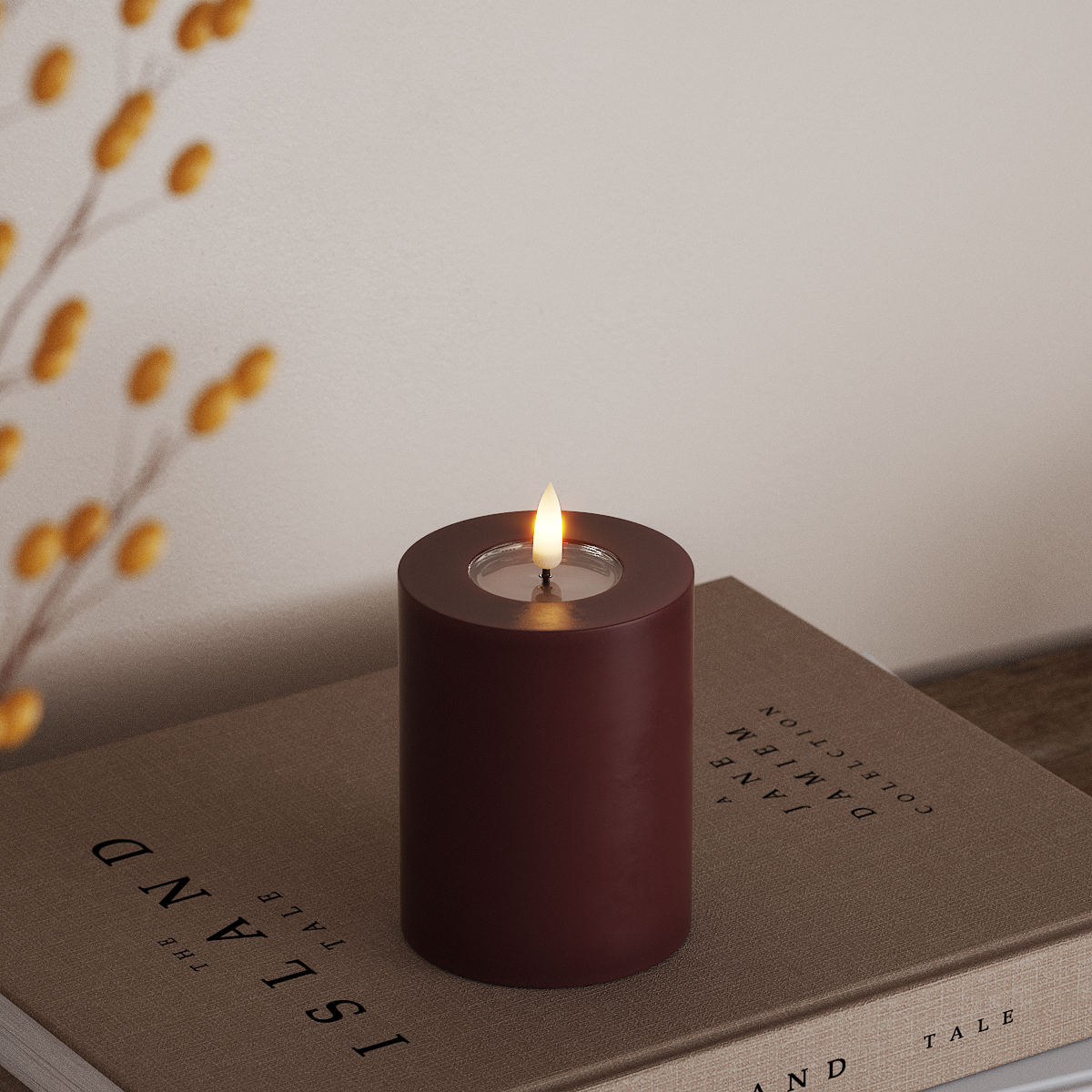 Deluxe Homeart LED Pillar candle Ø 7.5 x 10 cm Burgundy LED Pillar candle 3