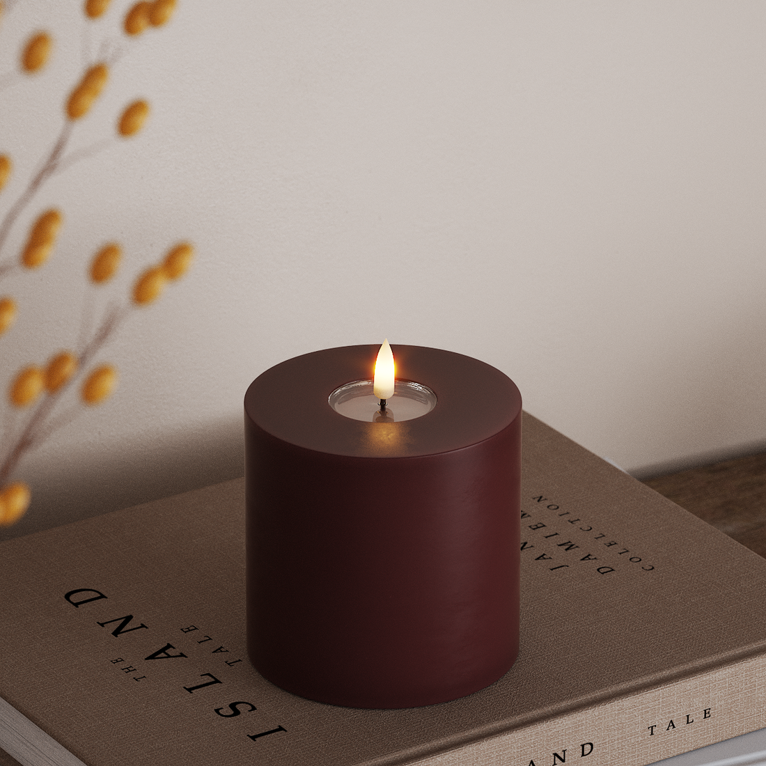 Deluxe Homeart LED Pillar candle Ø 10 x 10 cm Burgundy LED Pillar candle 4