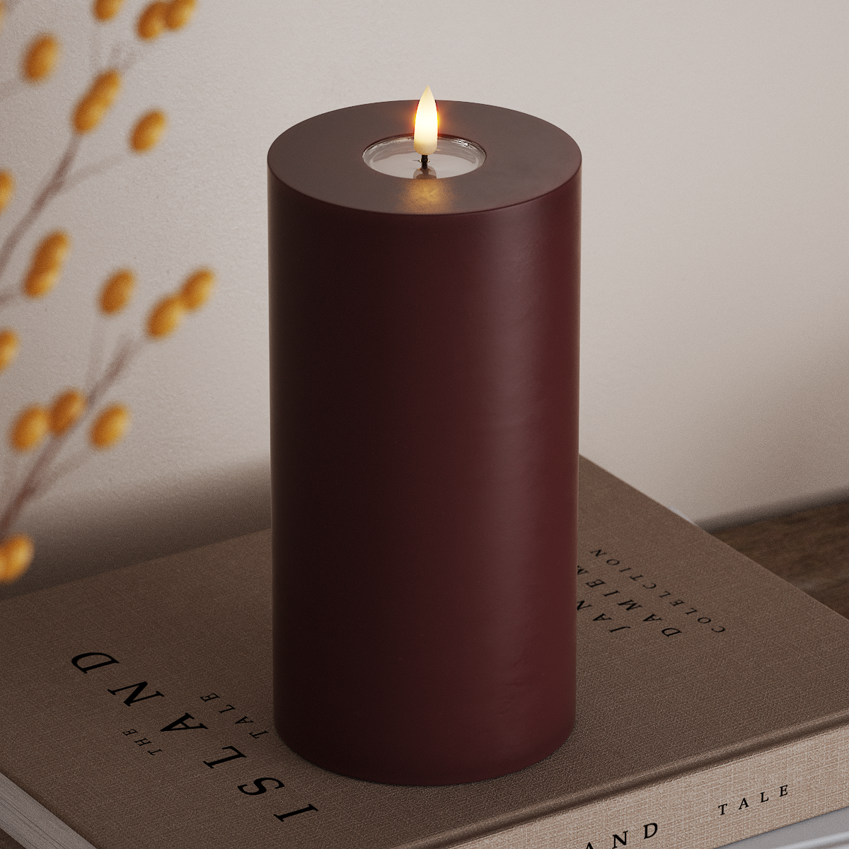 Deluxe Homeart LED Pillar candle Ø 10 x 20 cm Burgundy LED Pillar candle 3