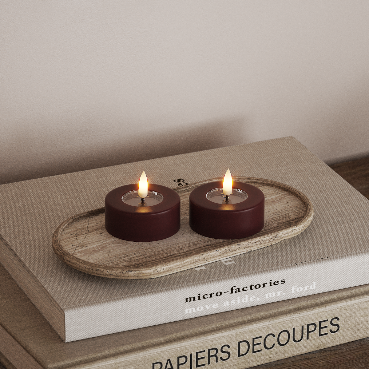 Deluxe Homeart LED Jumbo Tealight candle 2 pieces Large Burgundy LED jumbo Tealight candle 3
