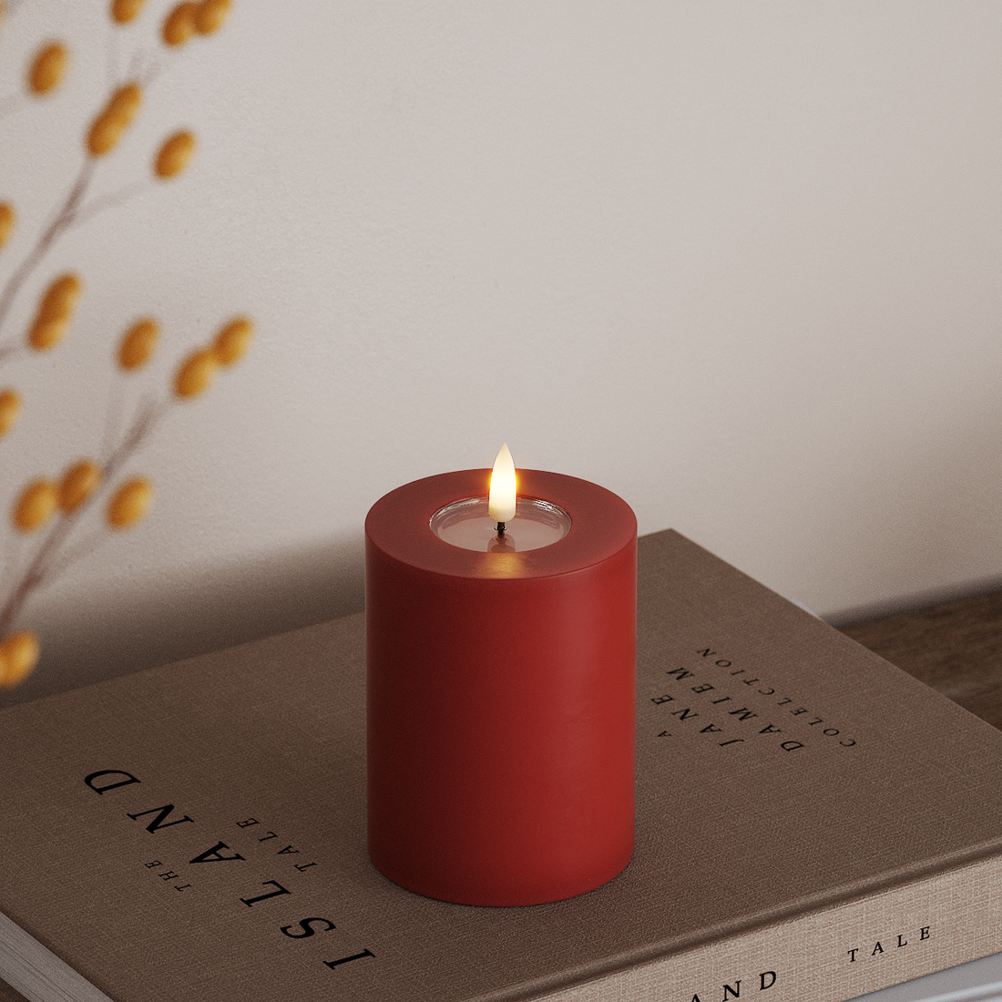 Deluxe Homeart LED Pillar candle Ø 7.5 x 10 cm Red LED Pillar candle 4