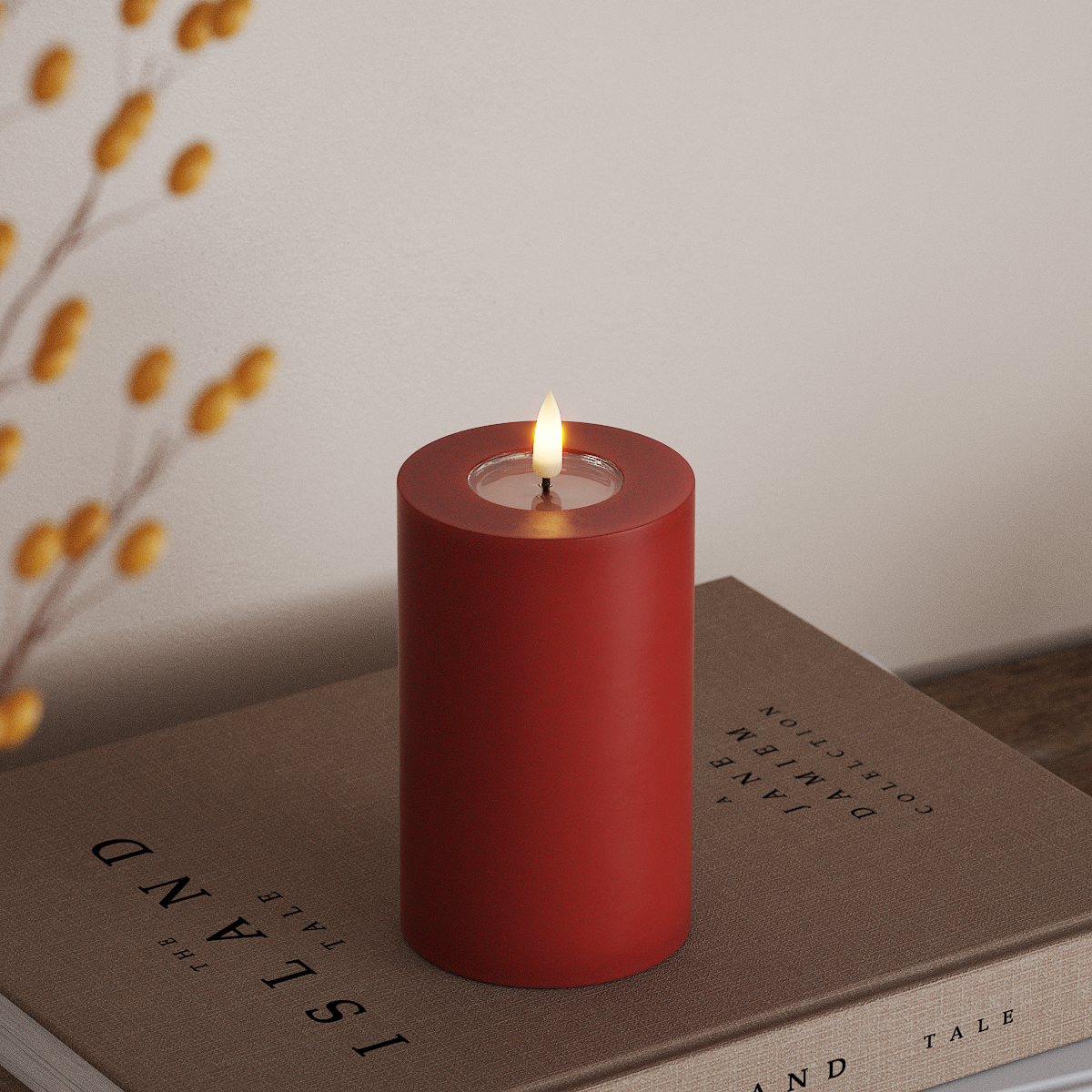 Deluxe Homeart LED Pillar candle Ø 7.5 x 12.5 cm Red LED Pillar candle 3