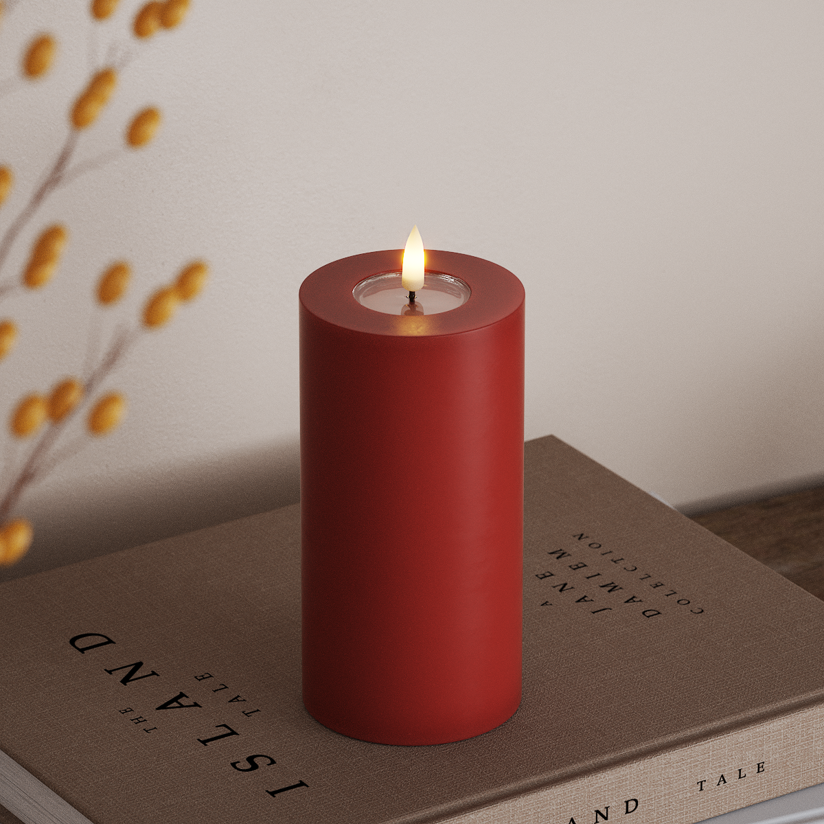 Deluxe Homeart LED Pillar candle Ø 7.5 x 15 cm Red LED Pillar candle 3