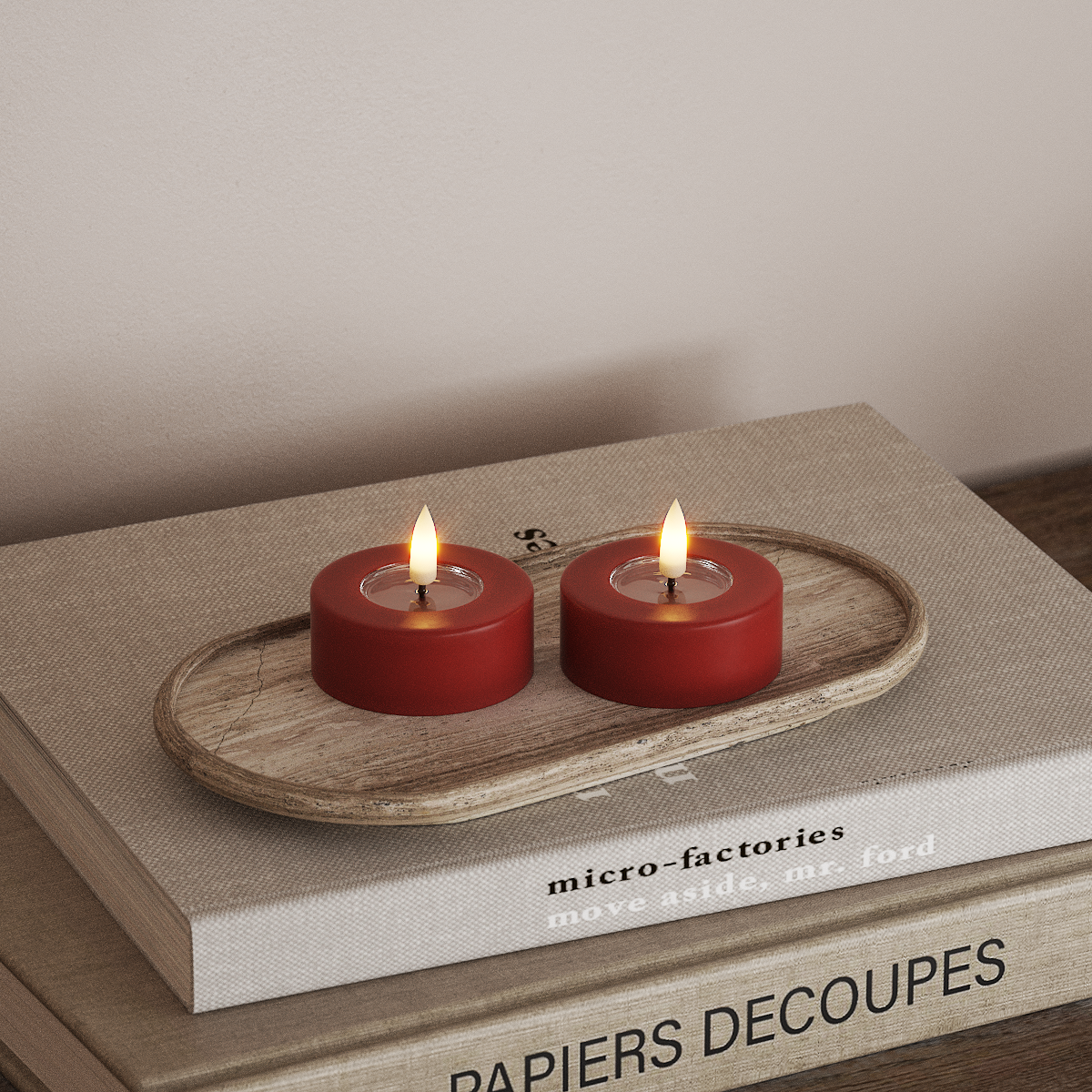 Deluxe Homeart LED Jumbo Tealight candle 2 pieces Large Red LED jumbo Tealight candle 3