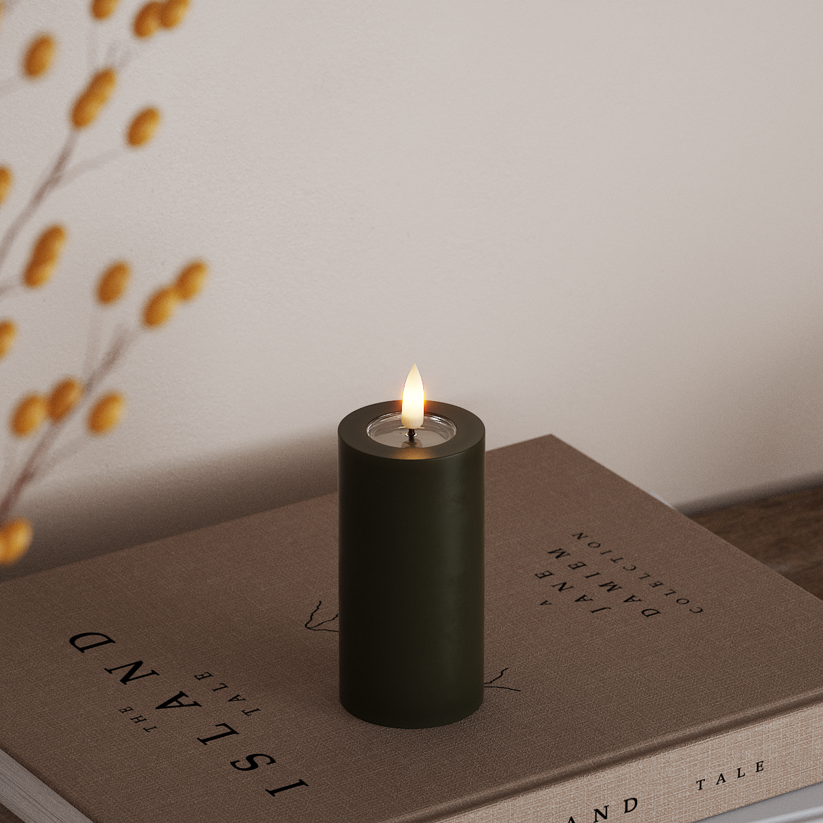 Deluxe Homeart LED Pillar candle Ø 5 x 10 cm Dark Green LED Pillar candle 3