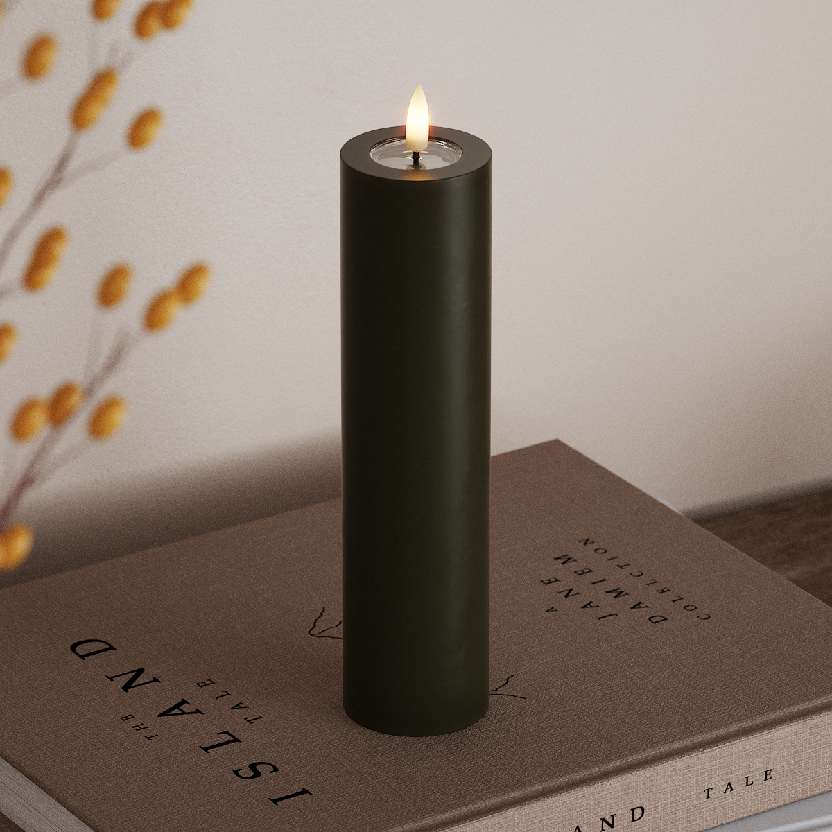 Deluxe Homeart LED Pillar candle Ø 5 x 20 cm Dark Green LED Pillar candle 3
