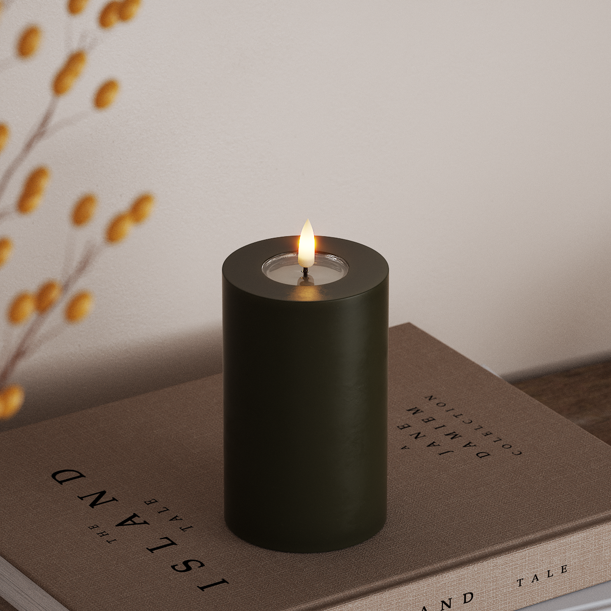 Deluxe Homeart LED Pillar candle Ø 7.5 x 12.5 cm Dark Green LED Pillar candle 3