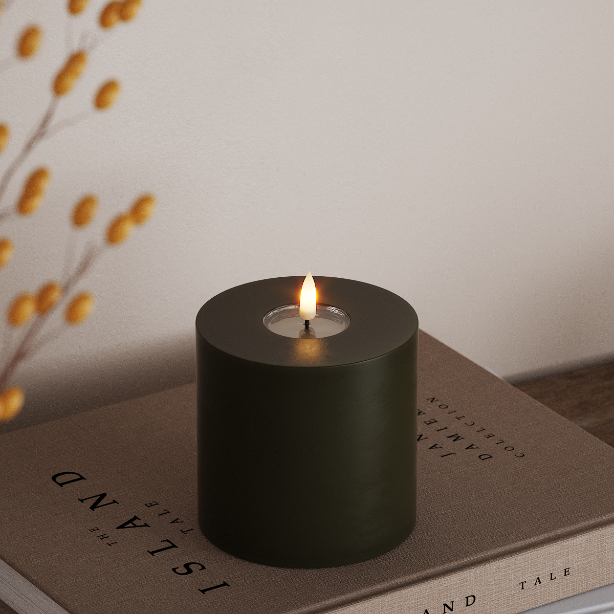 Deluxe Homeart LED Pillar candle Ø 10 x 10 cm Dark Green LED Pillar candle 3