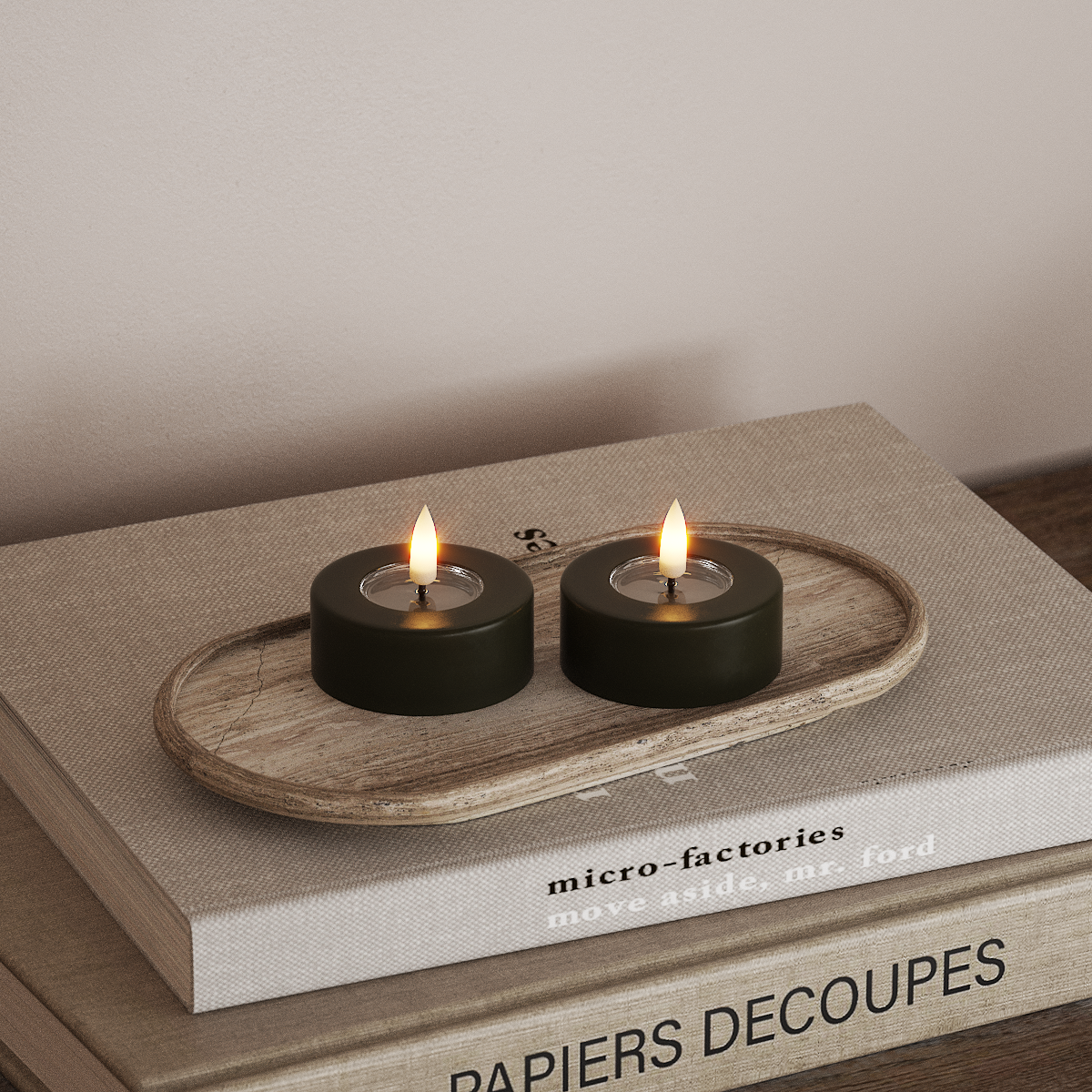 Deluxe Homeart LED Jumbo Tealight candle 2 pieces Large Dark Green LED jumbo Tealight candle 3