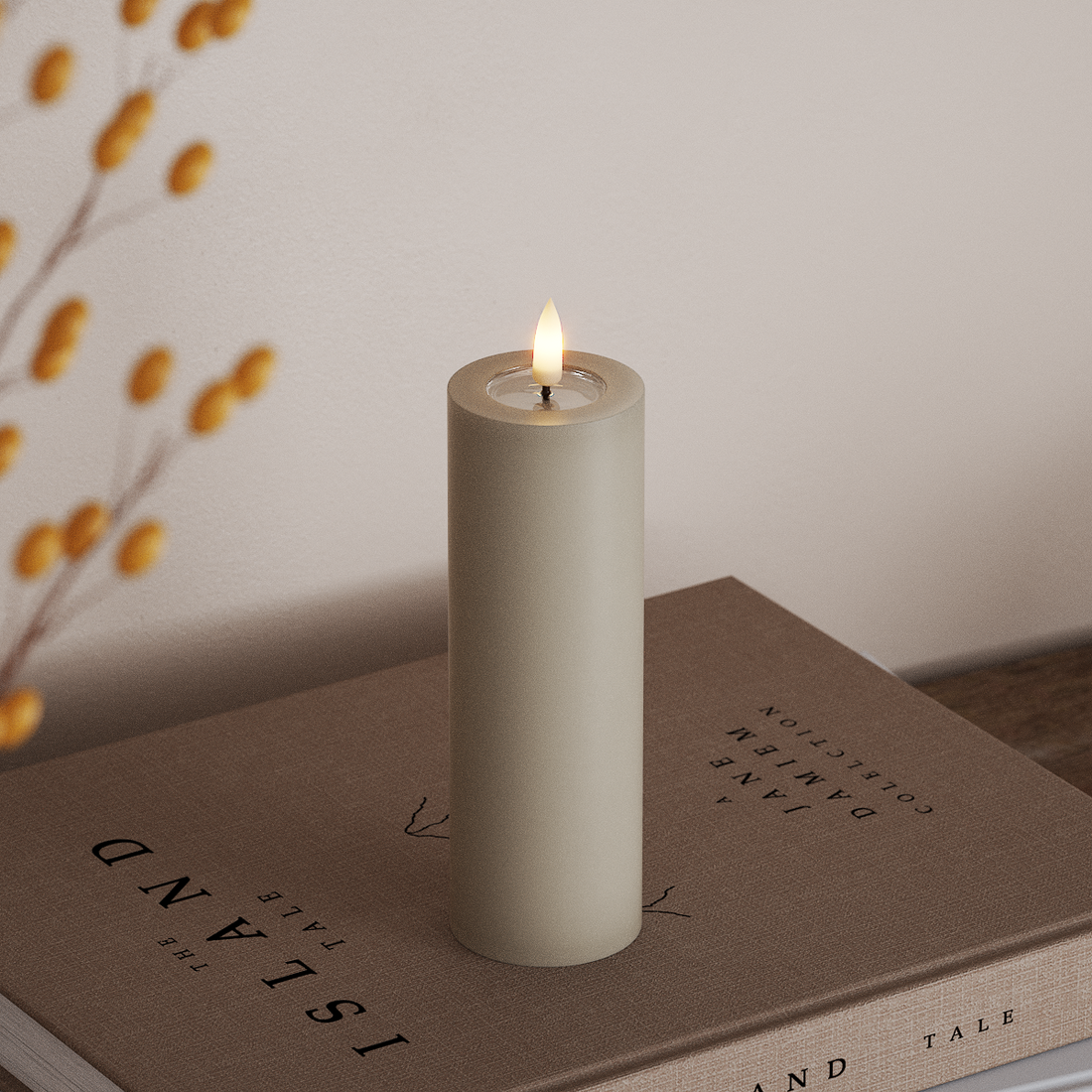 Deluxe Homeart LED Blockljus Ø 5 x 15 cm Sand LED Blockljus 4