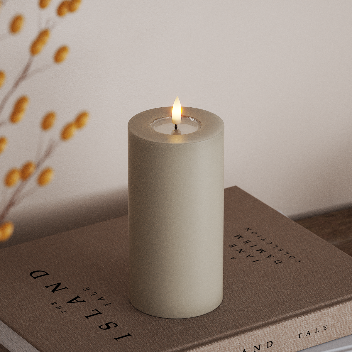 Deluxe Homeart LED Pillar candle Ø 7.5 x 15 cm Sand LED Pillar candle 3