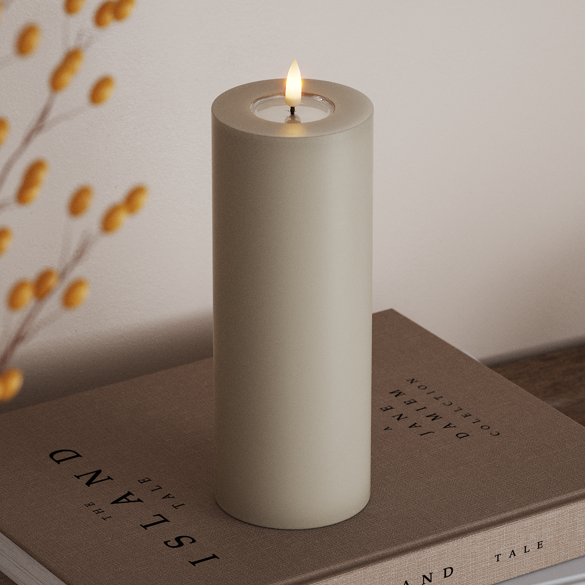 Deluxe Homeart LED Pillar candle Ø 7.5 x 20 cm Sand LED Pillar candle 3