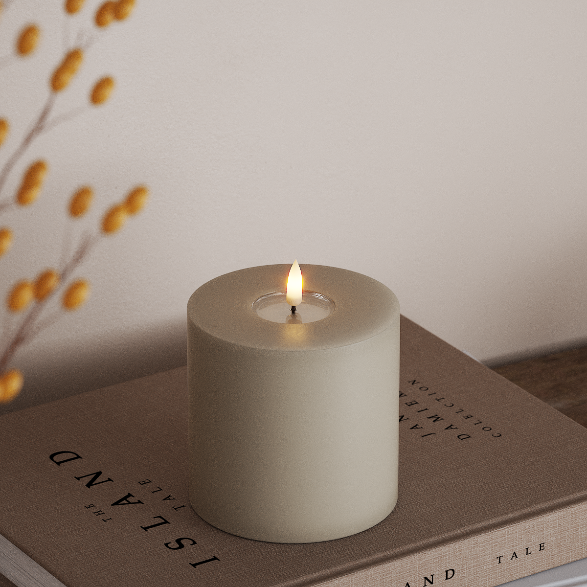 Deluxe Homeart LED Pillar candle Ø 10 x 10 cm Sand LED Pillar candle 3