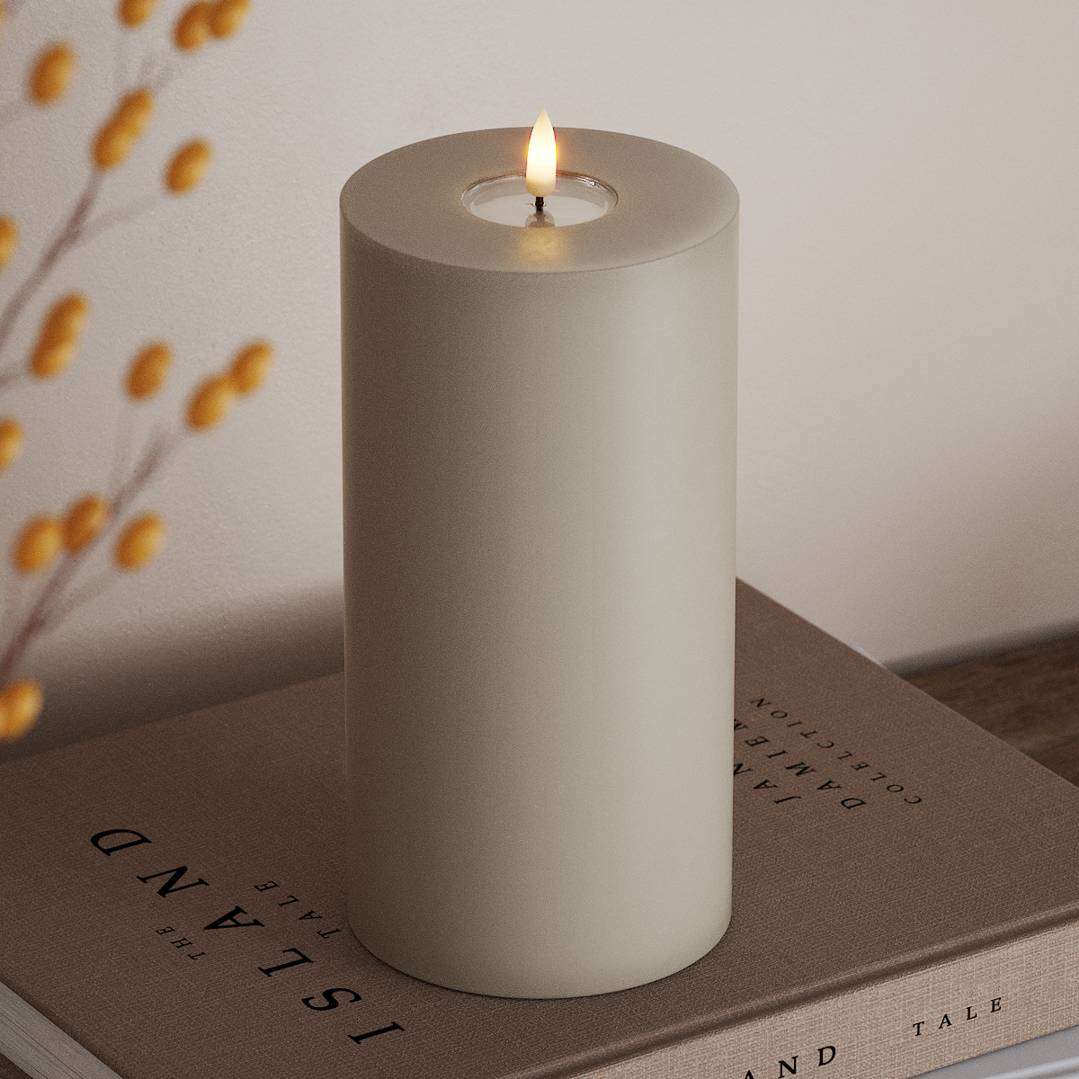 Deluxe Homeart LED Pillar candle Ø 10 x 20 cm Sand LED Pillar candle 3