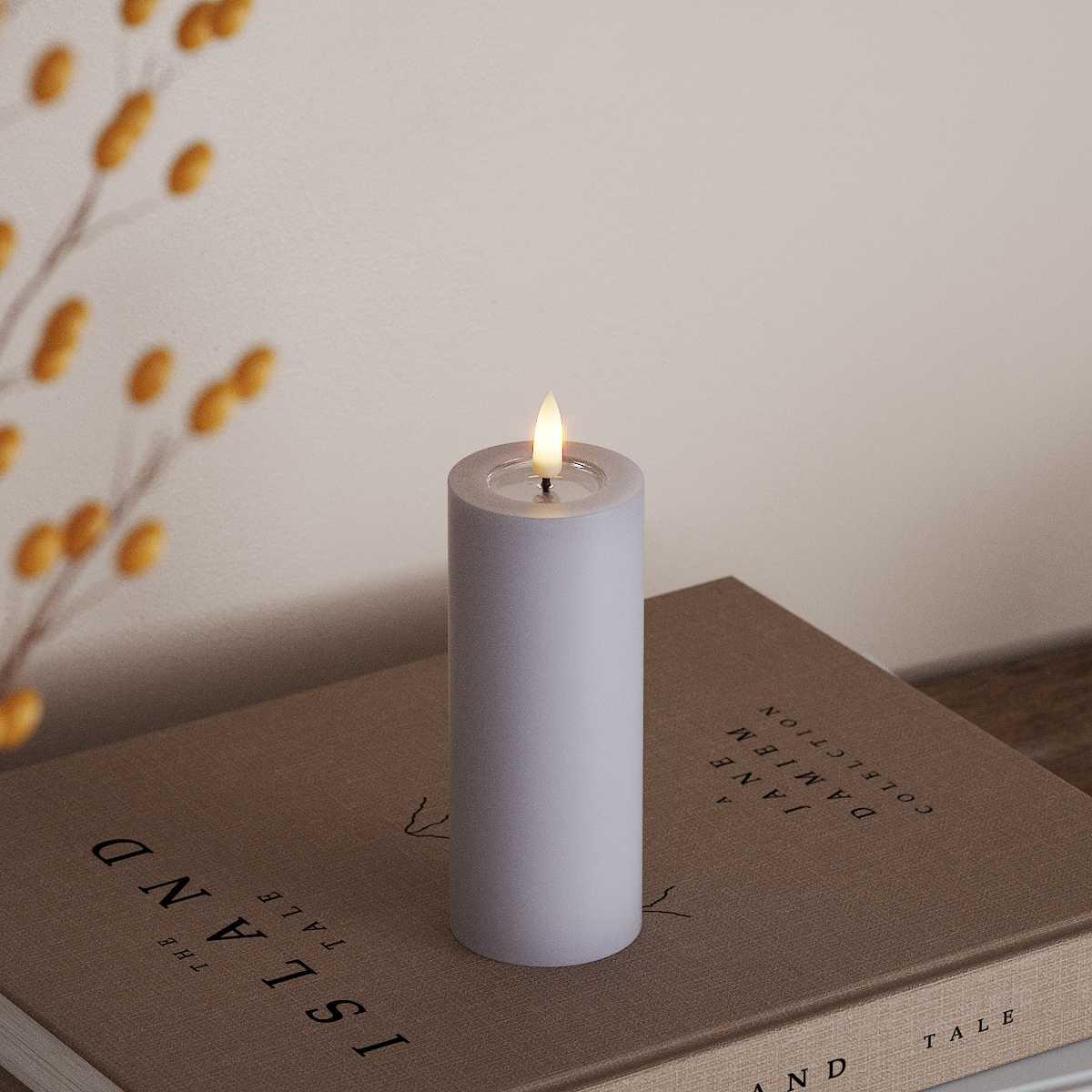 Deluxe Homeart LED Pillar candle Ø 5 x 12.5 cm Dusty Blue LED Pillar candle 3