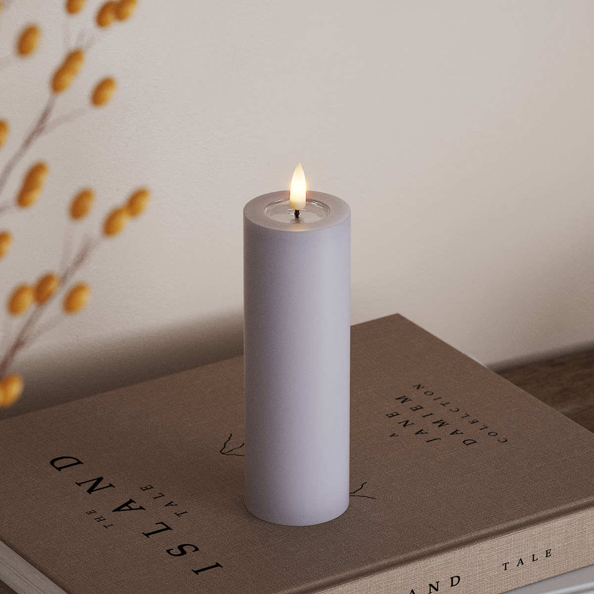 Deluxe Homeart LED Pillar candle Ø 5 x 15 cm Dusty Blue LED Pillar candle 3