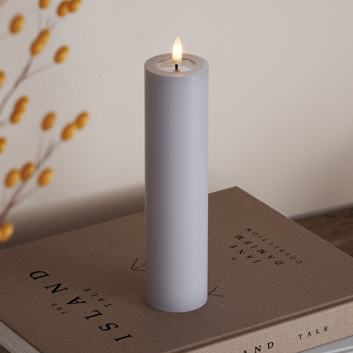 Deluxe Homeart LED Pillar candle Ø 5 x 20 cm Dusty Blue LED Pillar candle 3