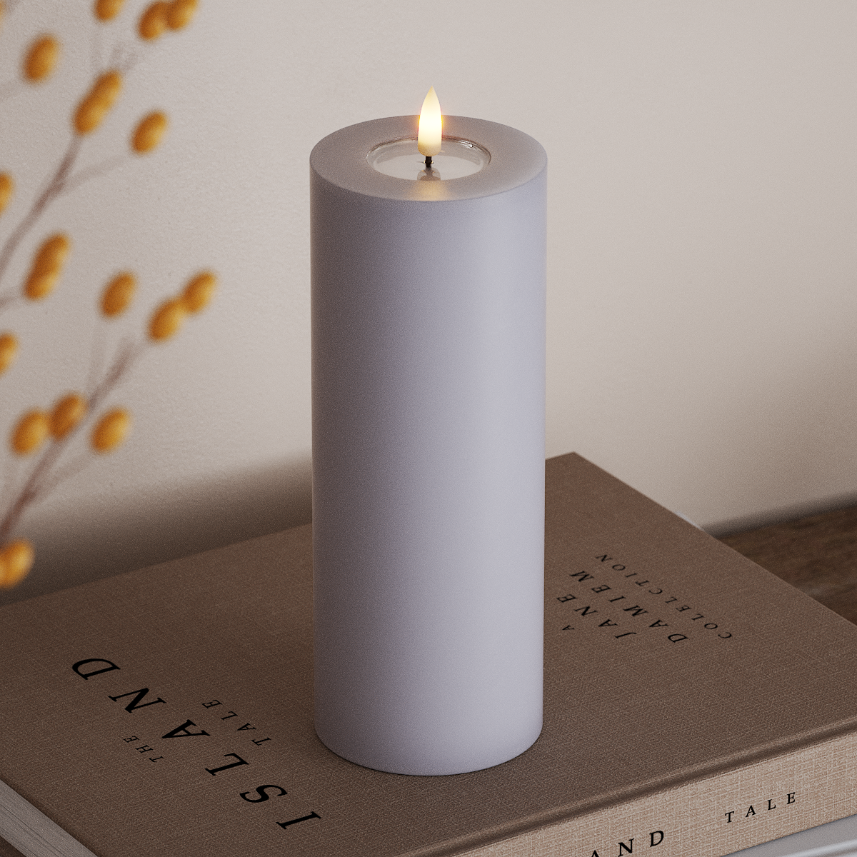 Deluxe Homeart LED Pillar candle Ø 7.5 x 20 cm Dusty Blue LED Pillar candle 3