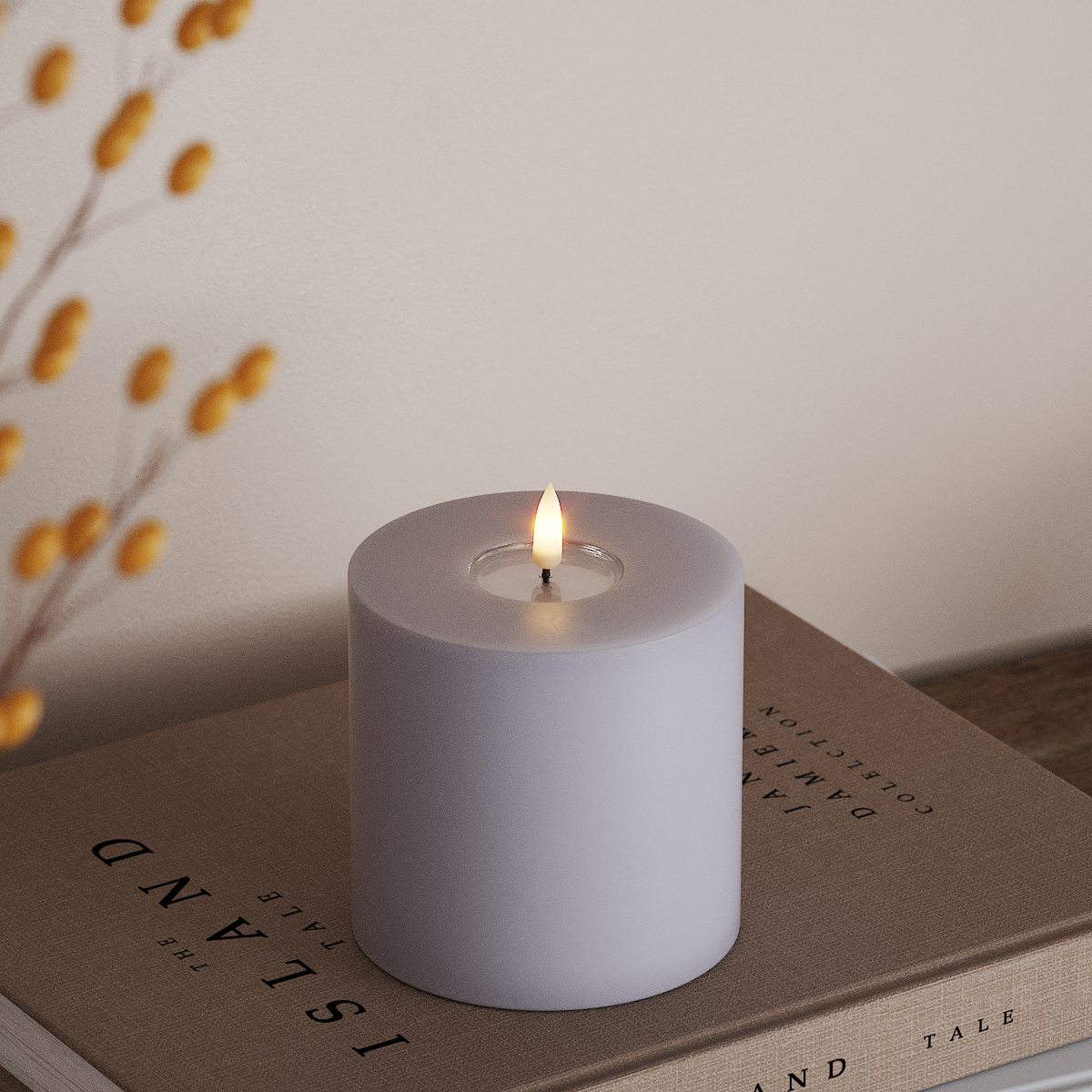 Deluxe Homeart LED Pillar candle Ø 10 x 10 cm Dusty Blue LED Pillar candle 3