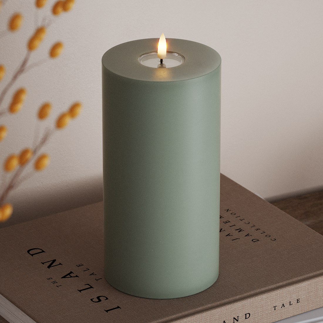Deluxe Homeart LED Pillar candle Ø 10 x 20 cm Sage Green LED Pillar candle 4