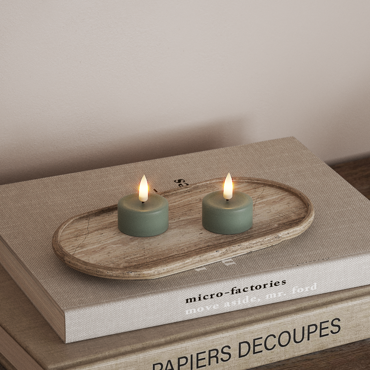 Deluxe Homeart LED Tealight candle 2 pieces Sage Green LED Tealight candle 3