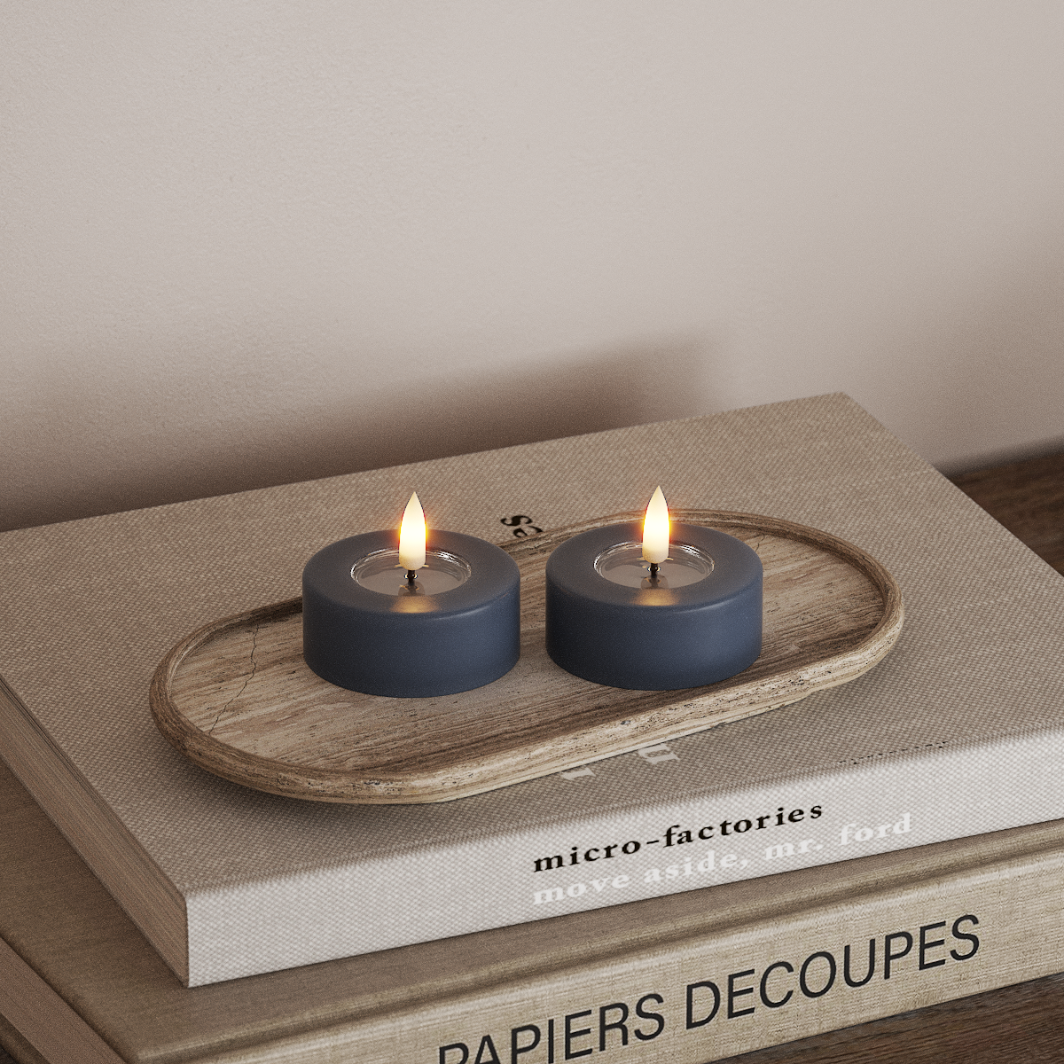 Deluxe Homeart LED Jumbo Tealight candle 2 pieces Large Ice Blue LED jumbo Tealight candle 3