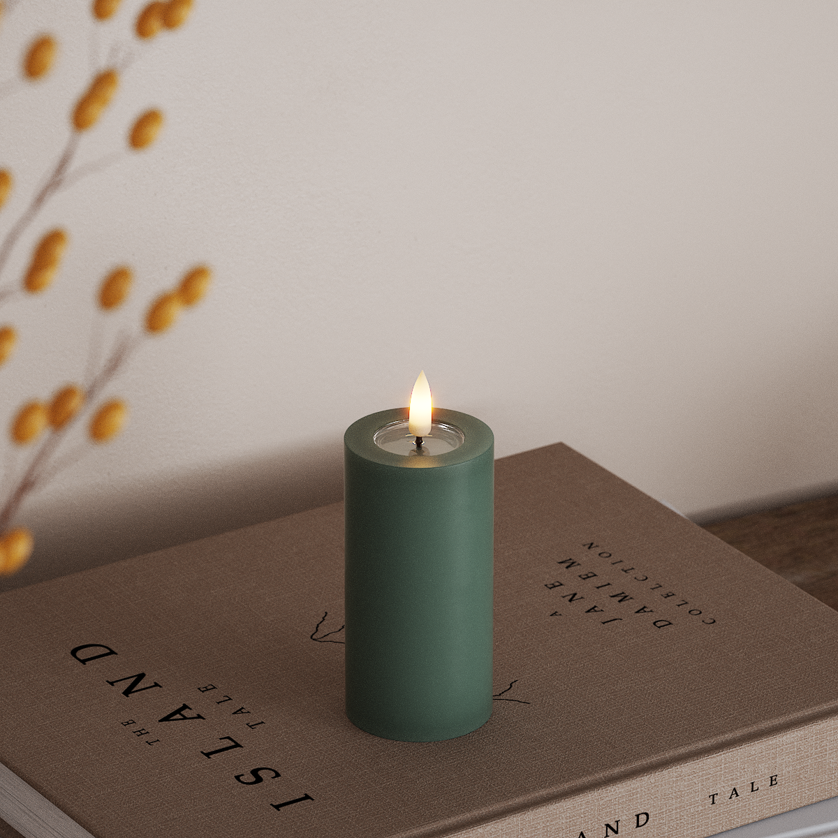 Deluxe Homeart LED Pillar candle Ø 5 x 10 cm Jade Green LED Pillar candle 3