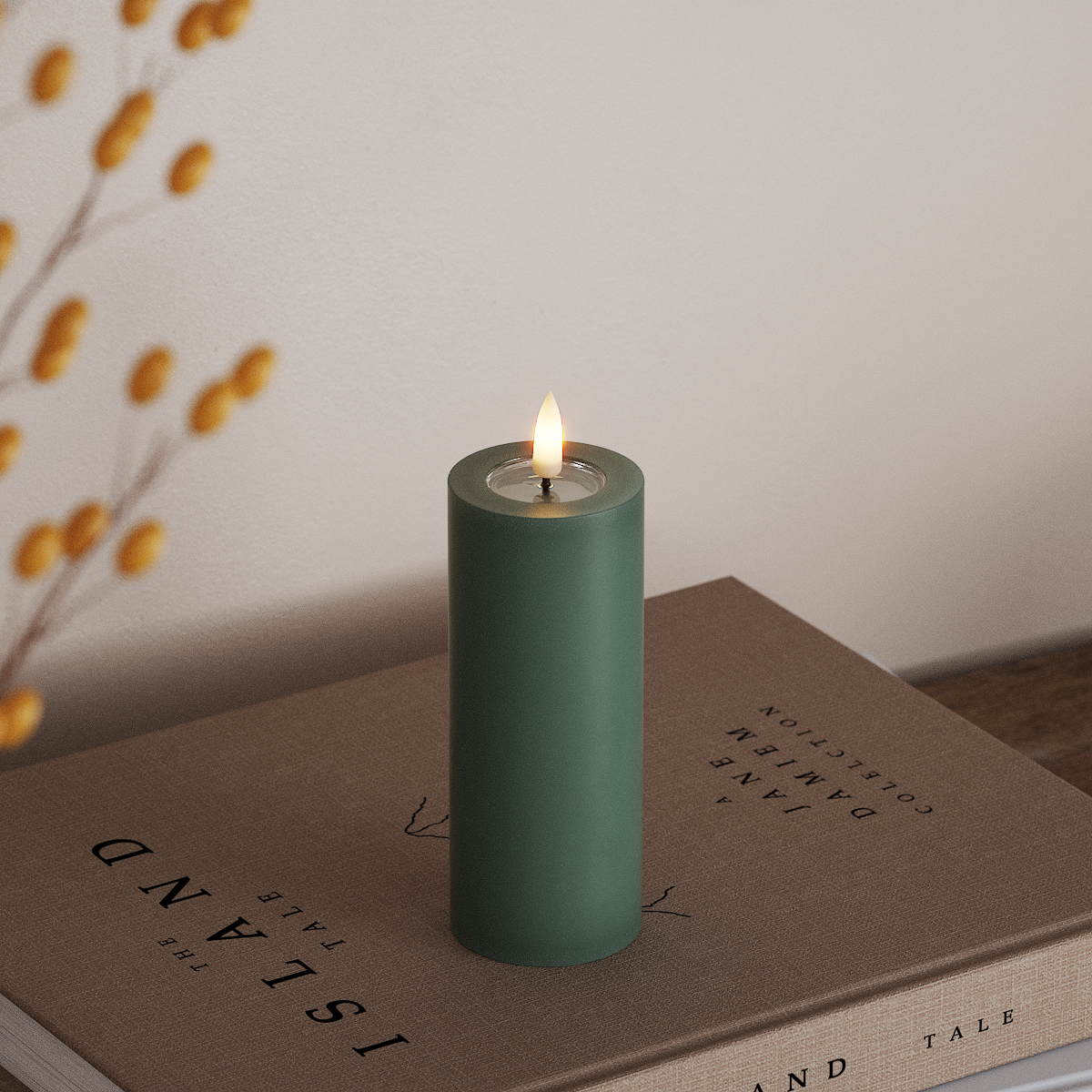 Deluxe Homeart LED Pillar candle Ø 5 x 12.5 cm Jade Green LED Pillar candle 3