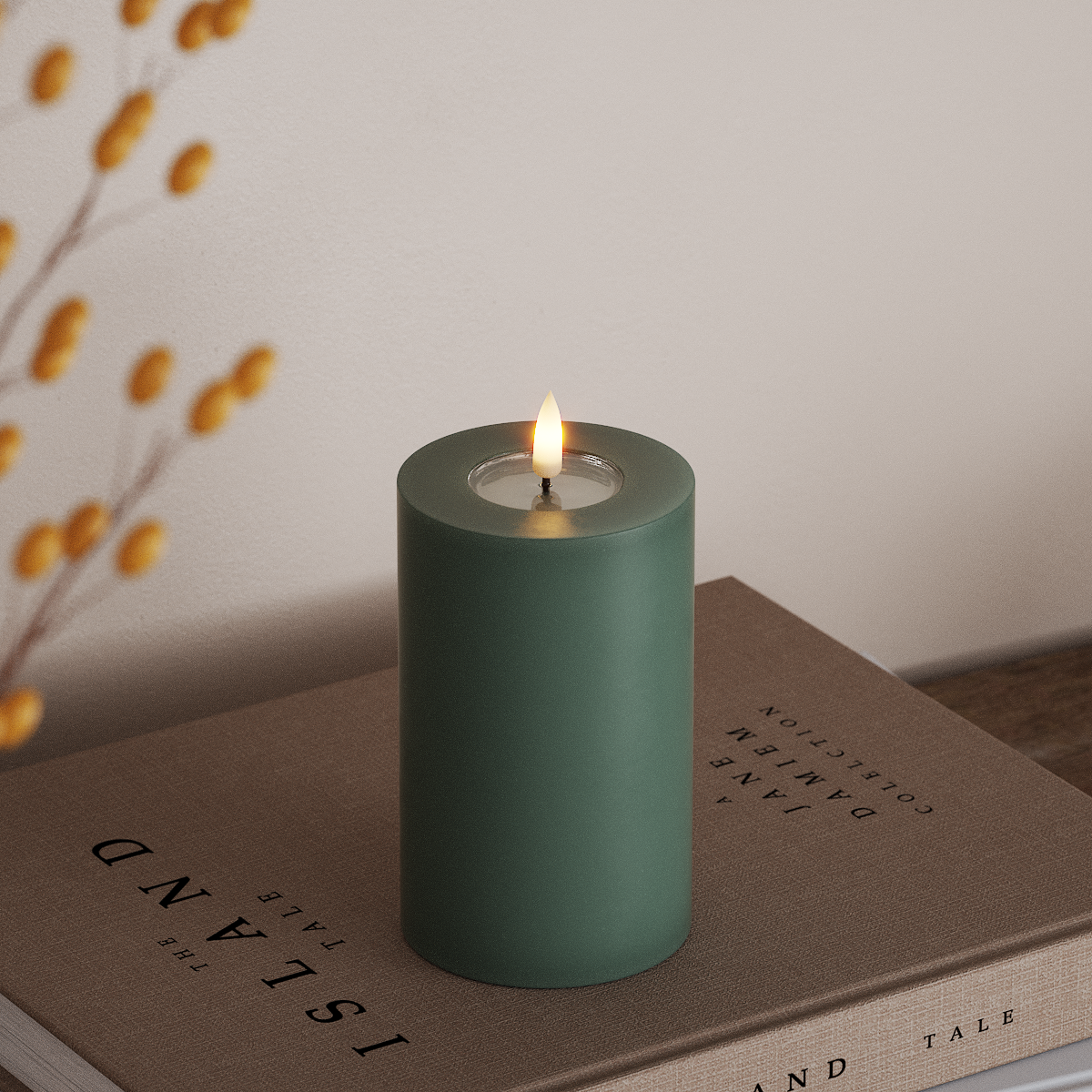 Deluxe Homeart LED Pillar candle Ø 7.5 x 12.5 cm Jade Green LED Pillar candle 3