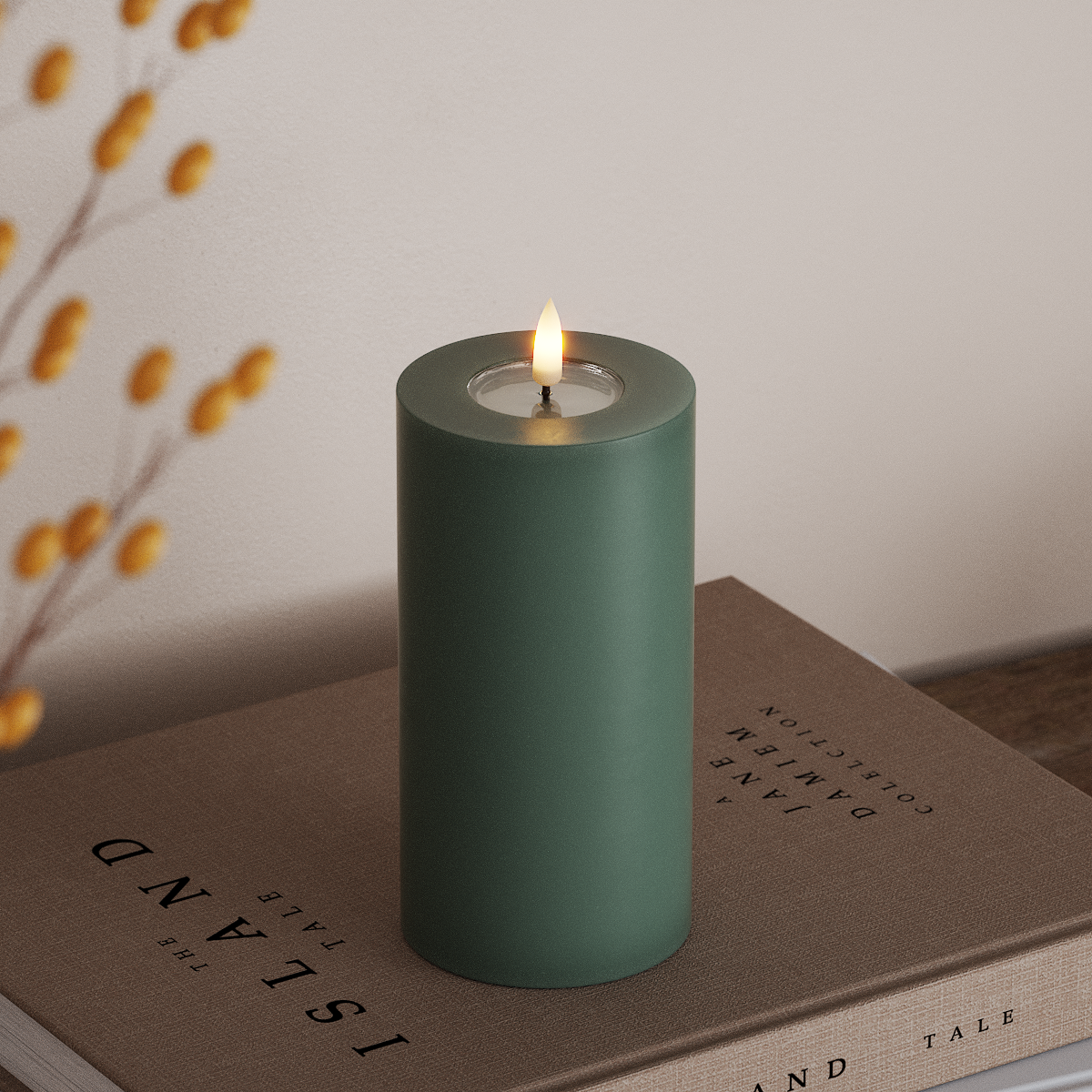 Deluxe Homeart LED Pillar candle Ø 7.5 x 15 cm Jade Green LED Pillar candle 3