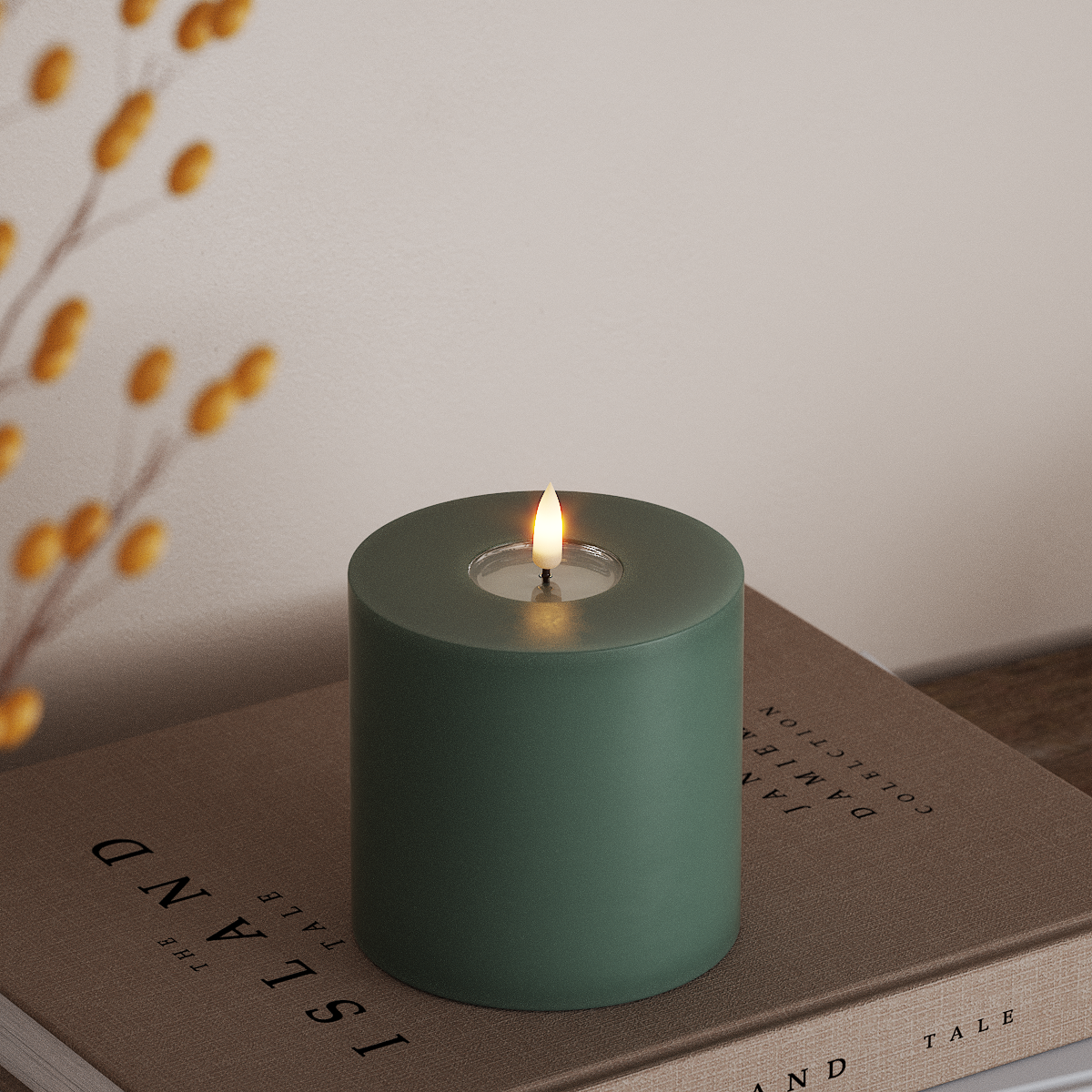 Deluxe Homeart LED Pillar candle Ø 10 x 10 cm Jade Green LED Pillar candle 3