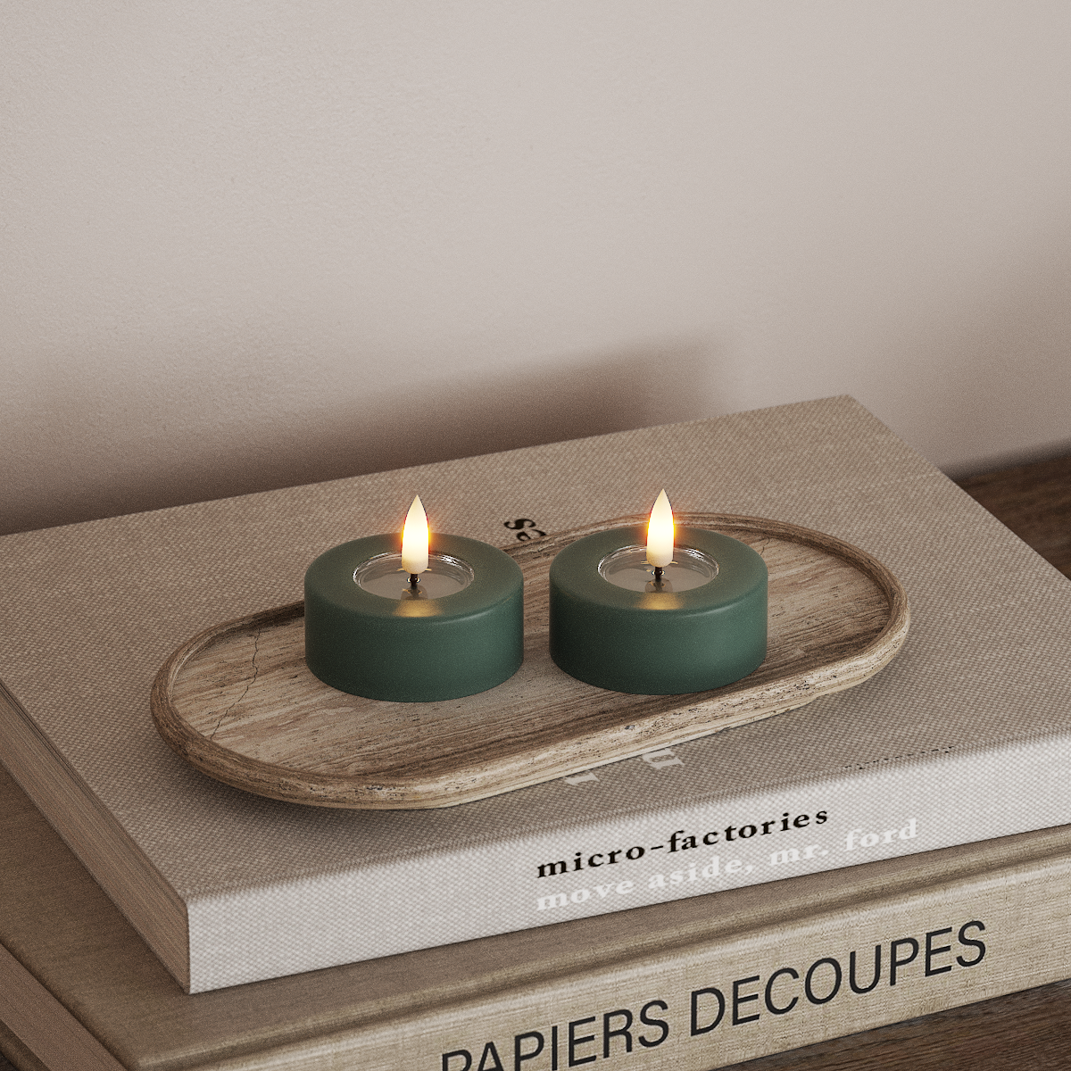 Deluxe Homeart LED Jumbo Tealight candle 2 pieces Large Jade Green LED jumbo Tealight candle 3