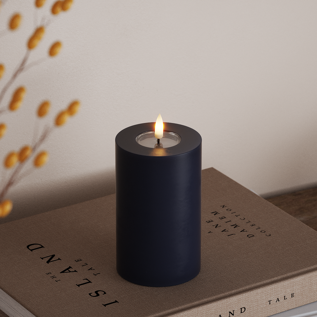 Deluxe Homeart LED Bloklys Ø 7,5 x 12,5 cm Kongeblå LED bloklys 4