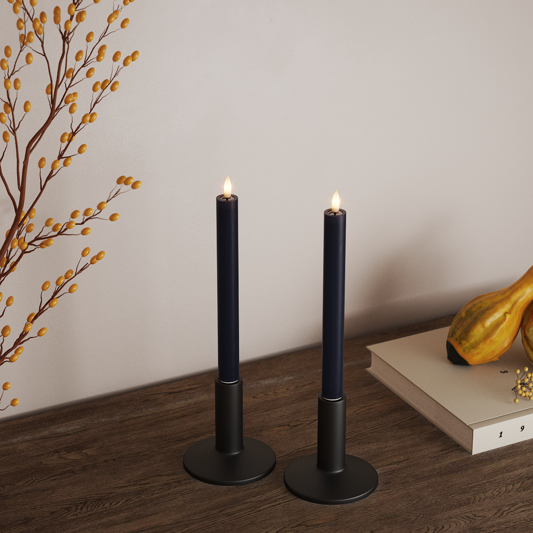 Deluxe Homeart LED Kronelys 2 stk, Ø 2 x 24 cm Kongeblå LED kronelys 4