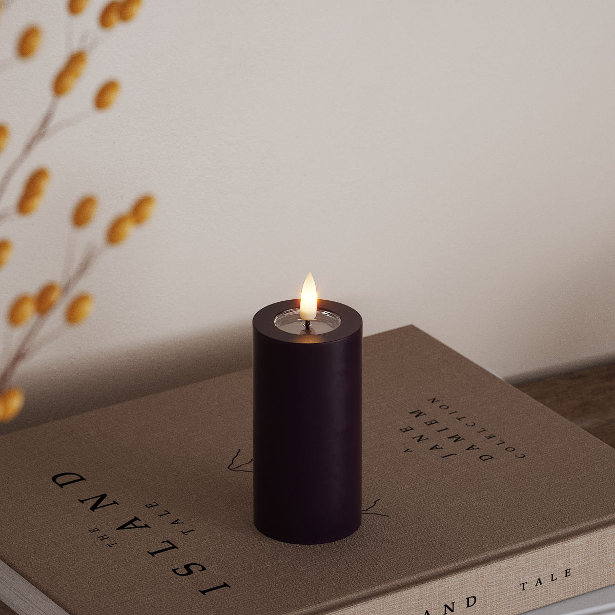 Deluxe Homeart LED Blokklys Ø 5 x 10 cm Mørkelilla LED blokklys 3